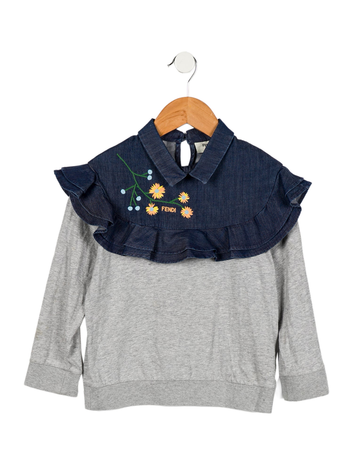 Fendi Girls' Embroidered Long Sleeve Dress