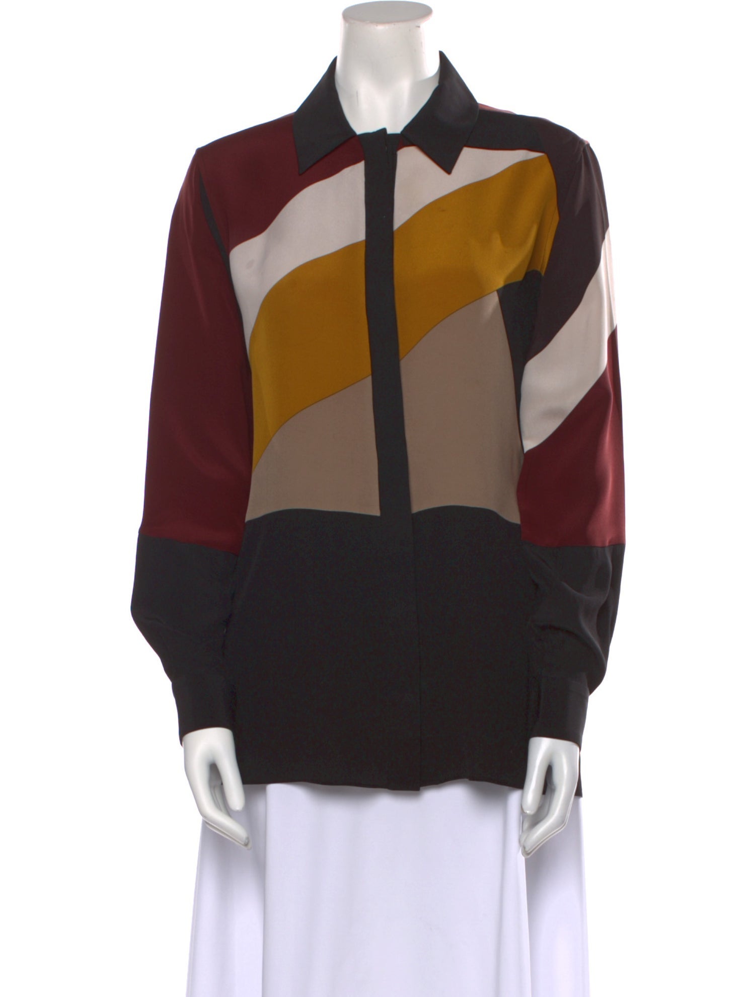 Fendi Printed Long Sleeve Button-Up Top
