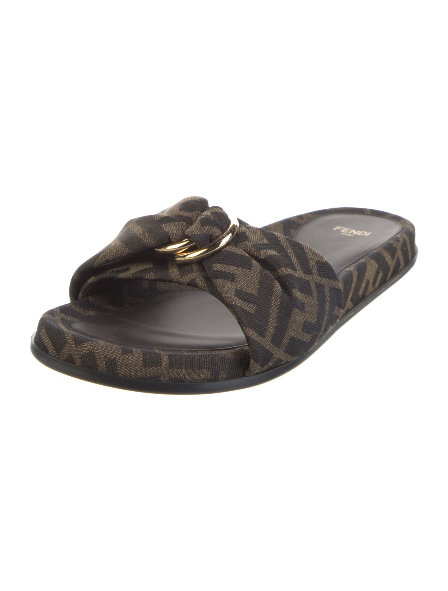 Fendi Zucca FF Logo Canvas Slides