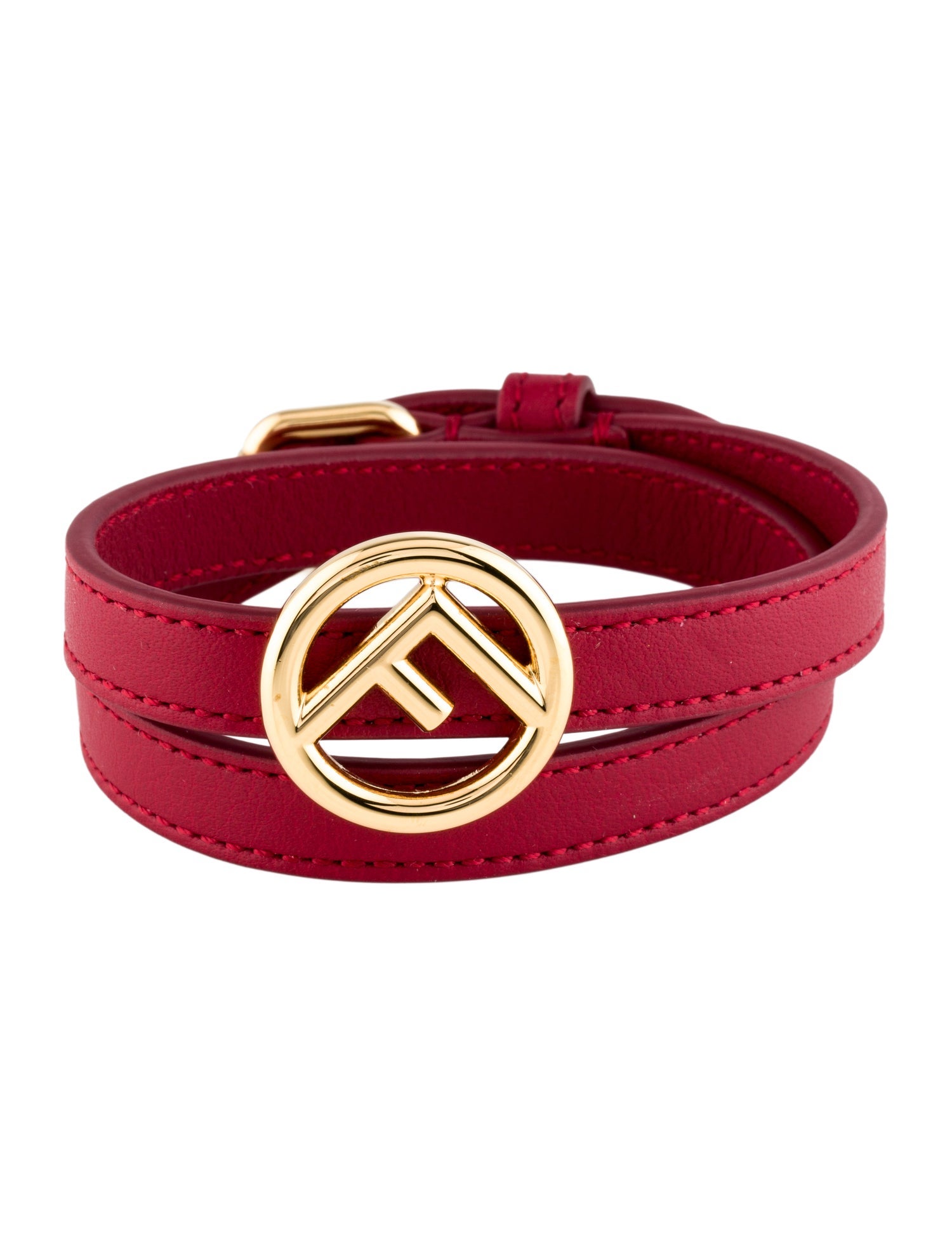 Fendi Leather F Is Fendi Double Wrap Bracelet