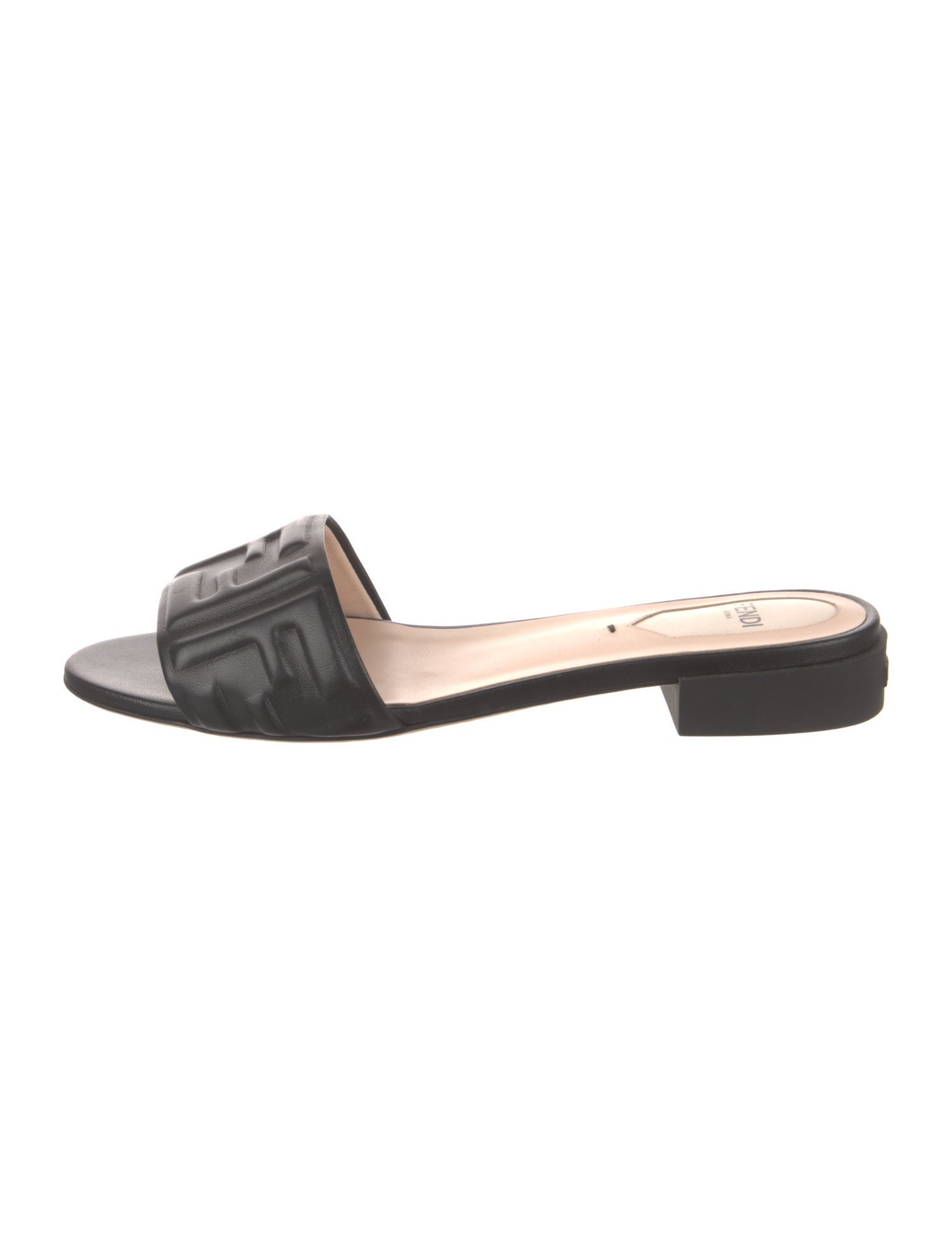 Fendi Zucca FF Logo Leather Slides