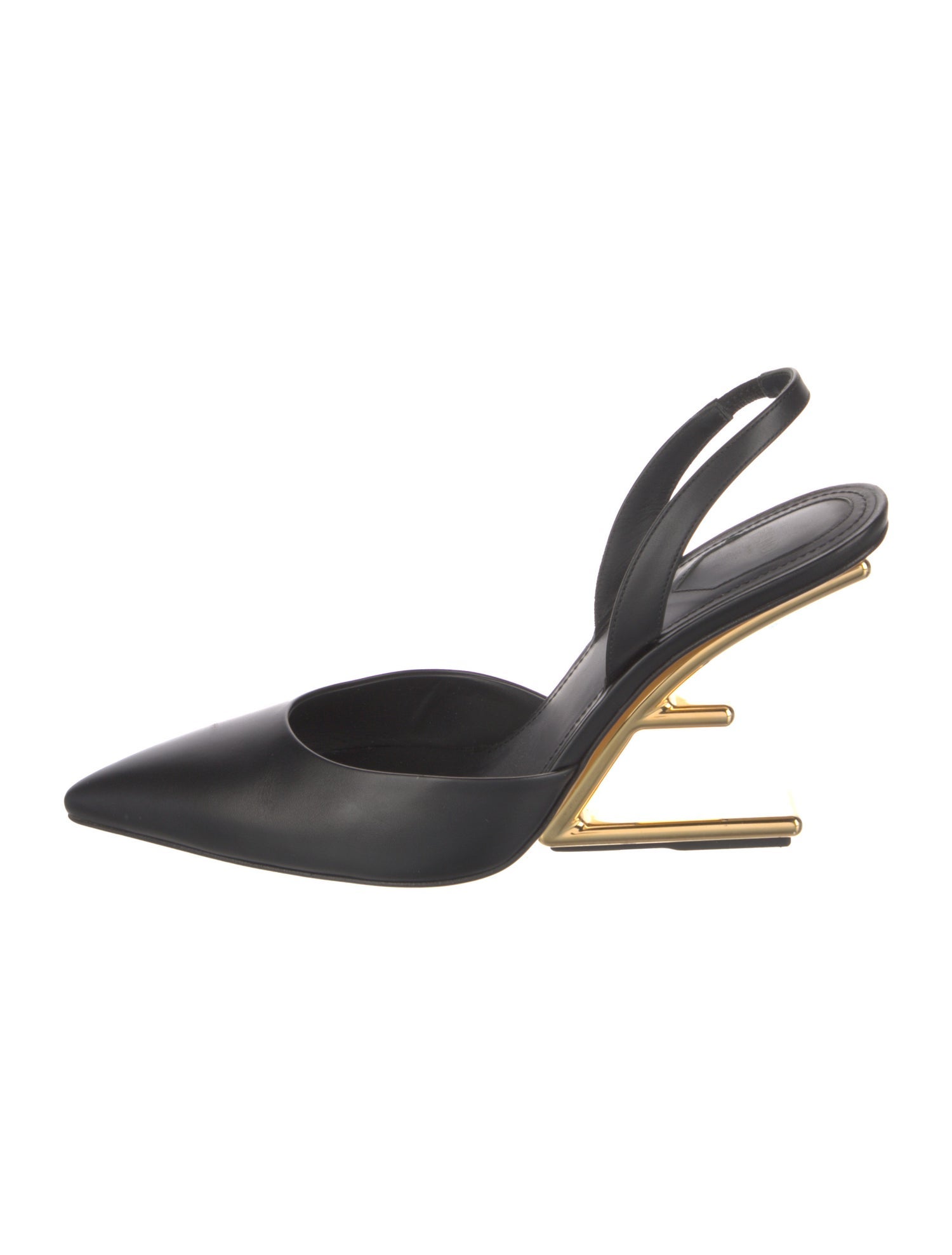 Fendi Zucca FF Logo Leather Slingback Pumps