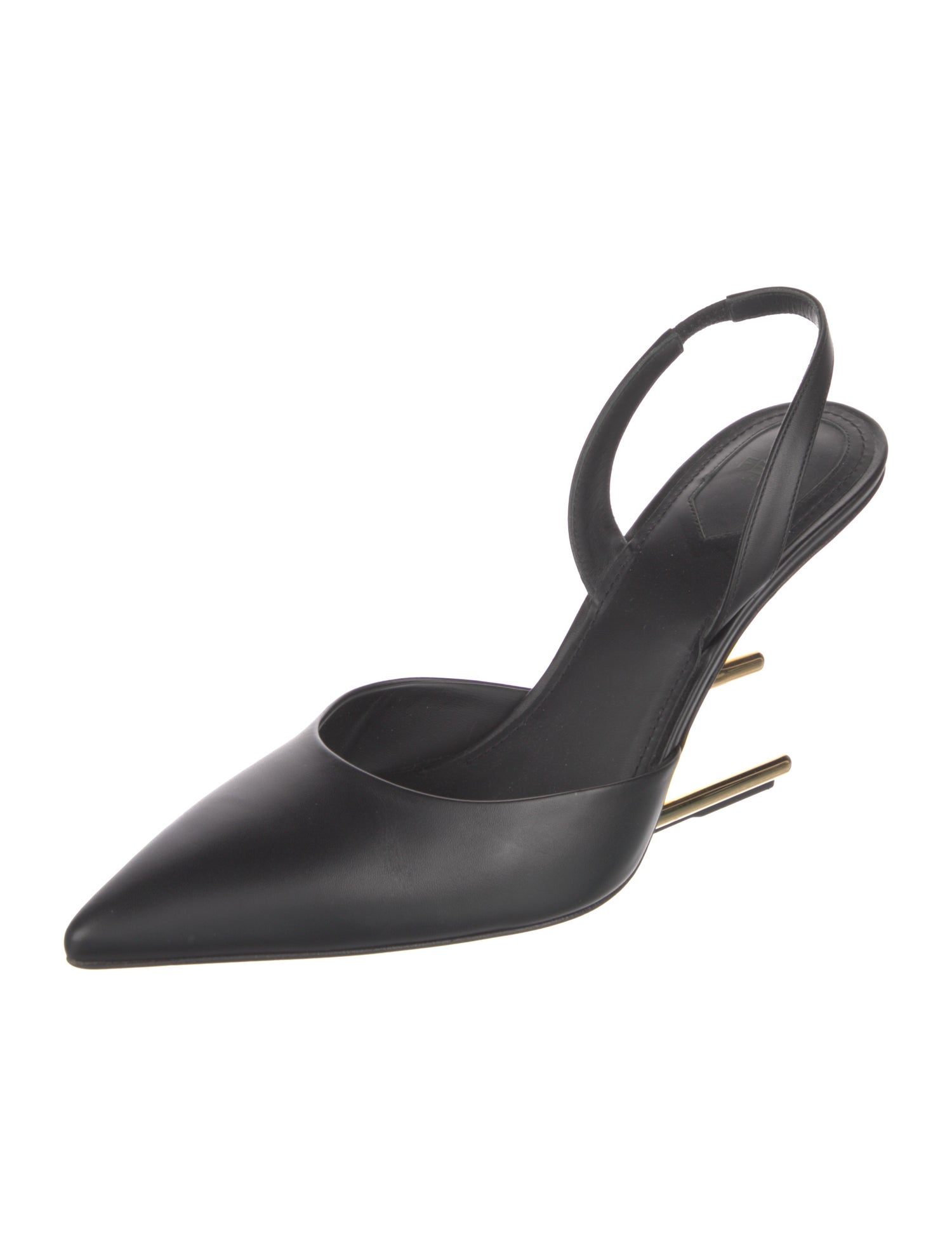 Fendi Zucca FF Logo Leather Slingback Pumps