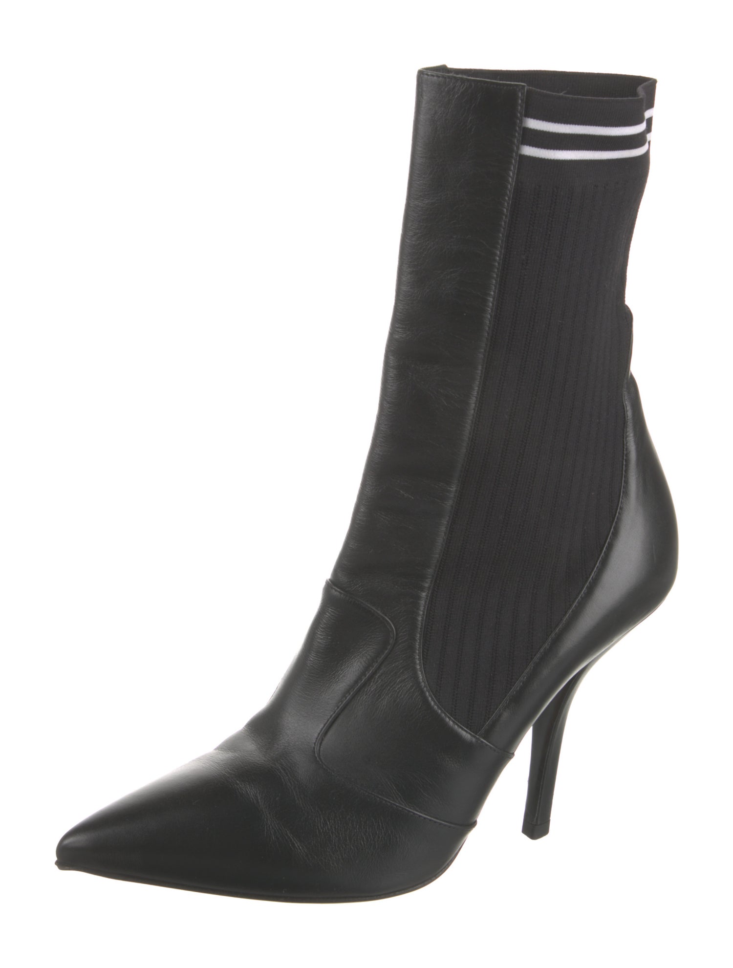 Fendi Leather Striped Sock Boots