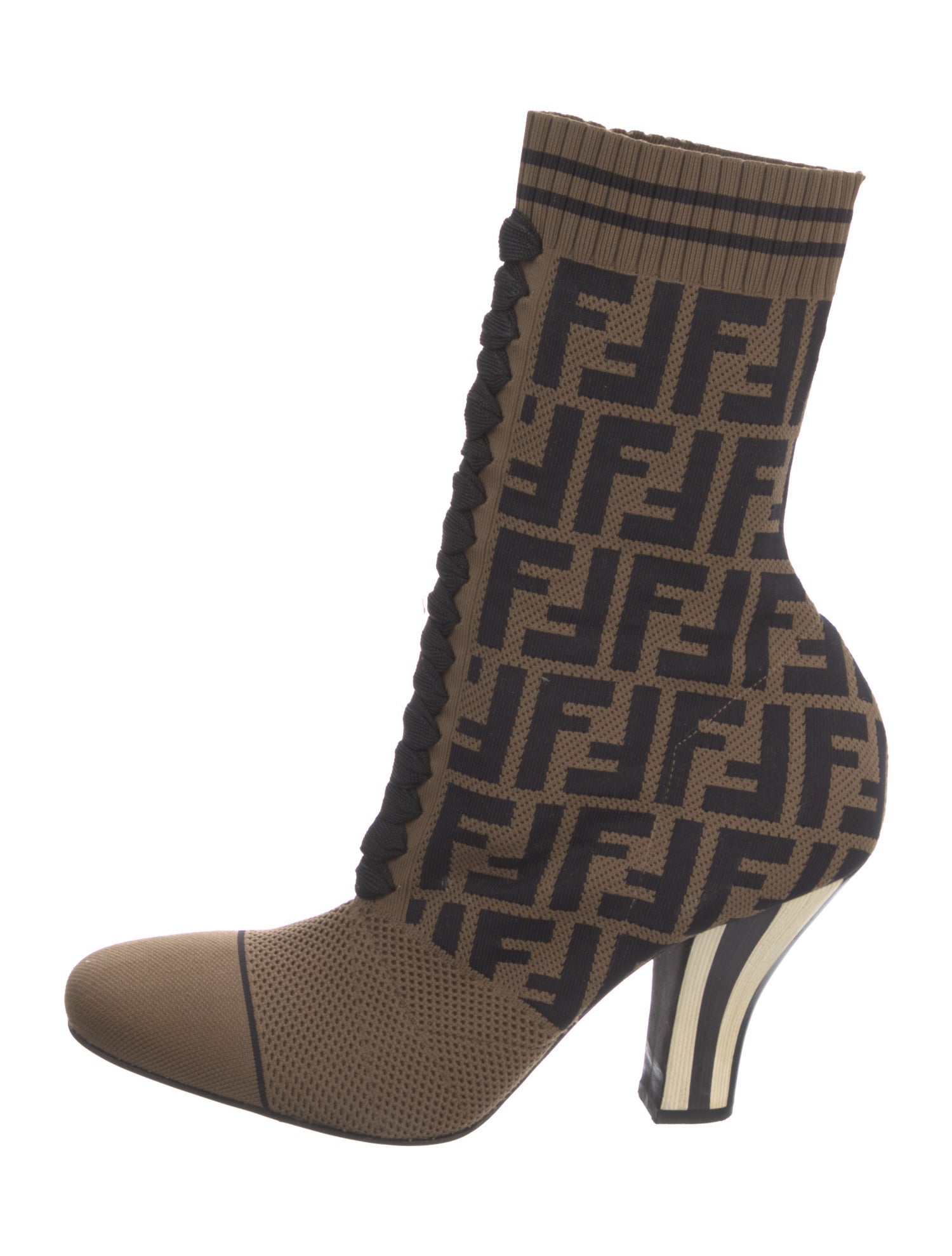 Fendi Zucca FF Logo Printed Sock Boots