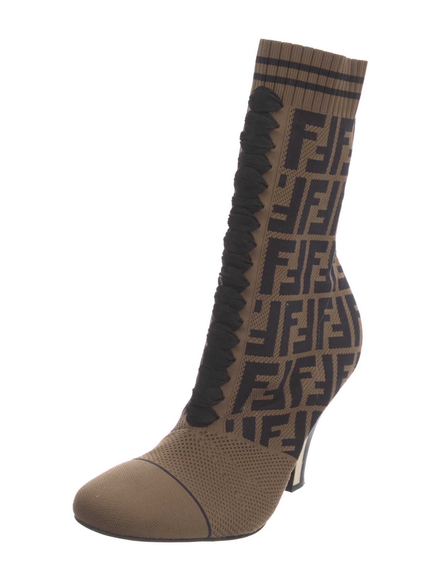 Fendi Zucca FF Logo Printed Sock Boots