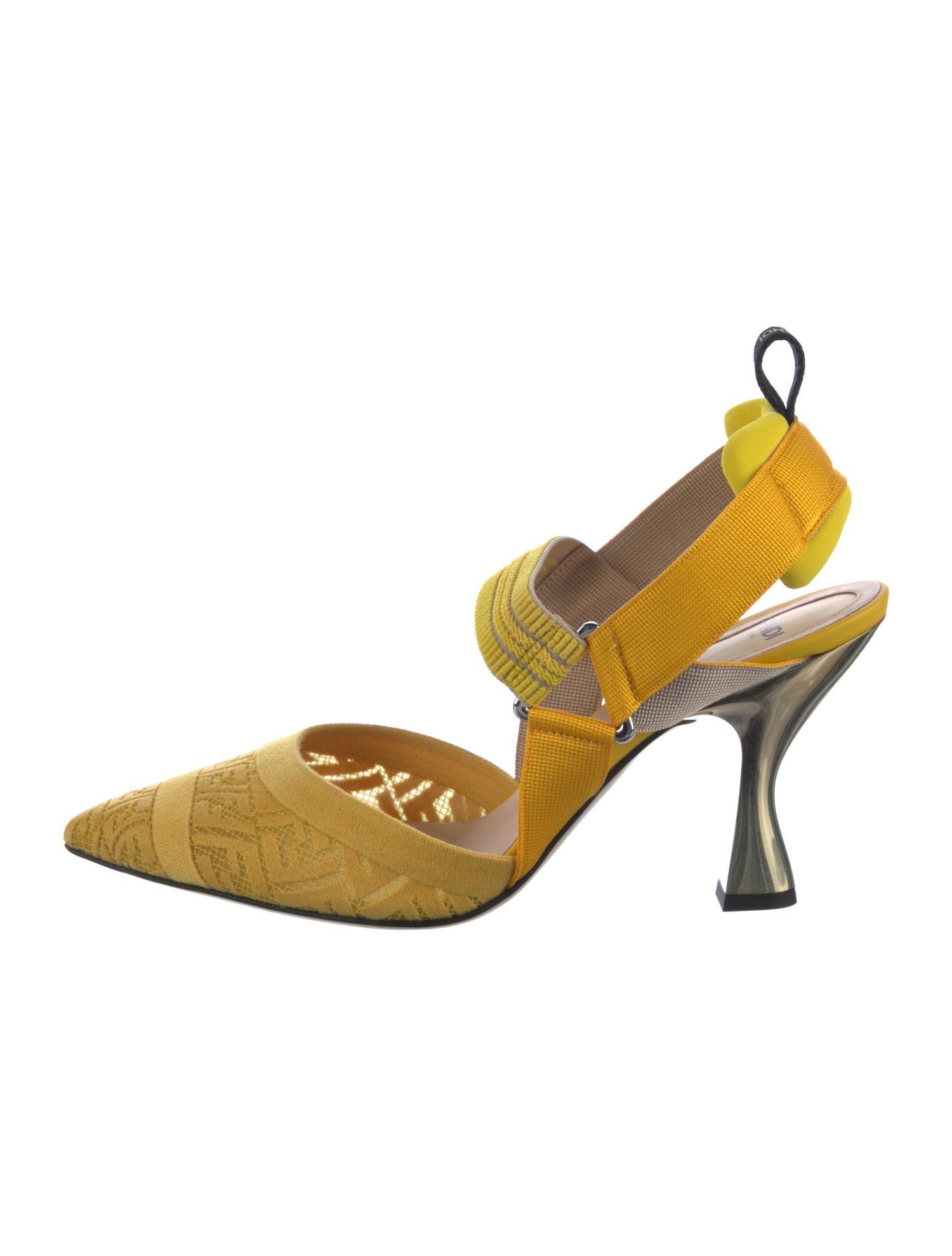 Fendi Zucca FF Logo Colorblock Pattern Slingback Pumps