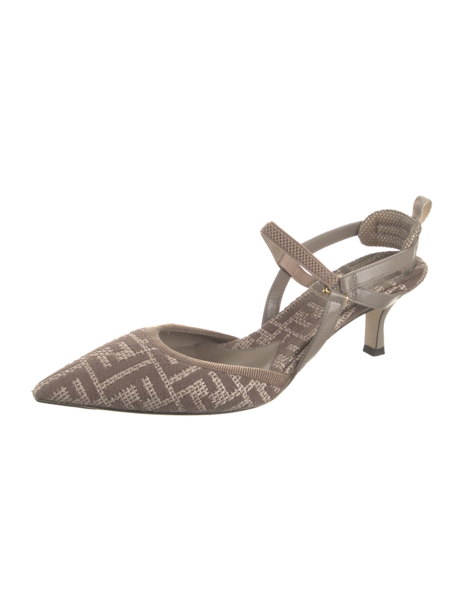 Fendi Zucca FF Logo Printed Slingback Pumps