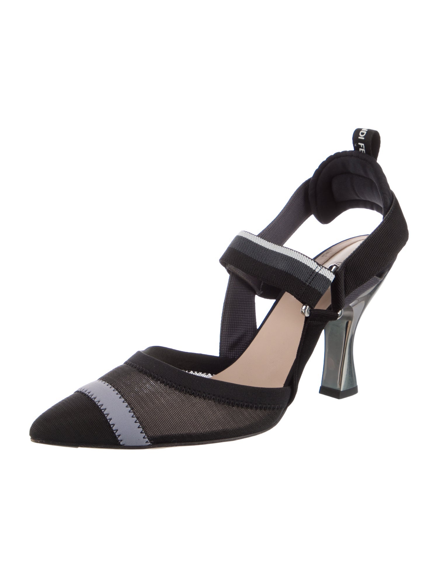 Fendi Zucca FF Logo Mesh Slingback Pumps