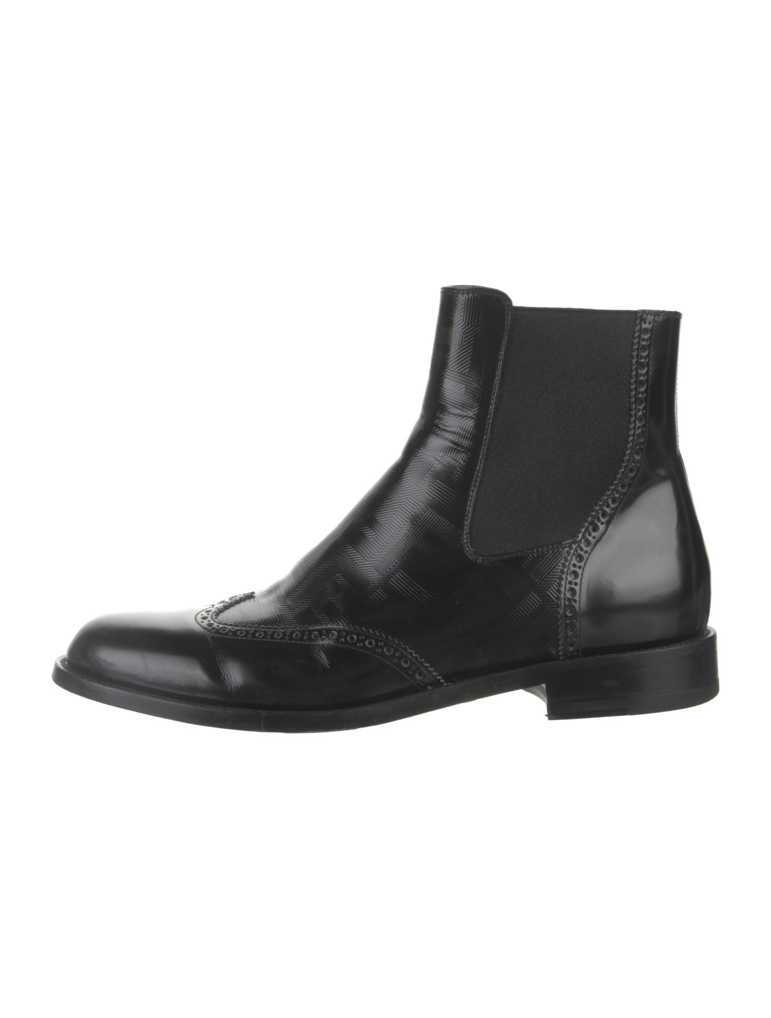 Fendi Zucca FF Logo Leather Chelsea Boots