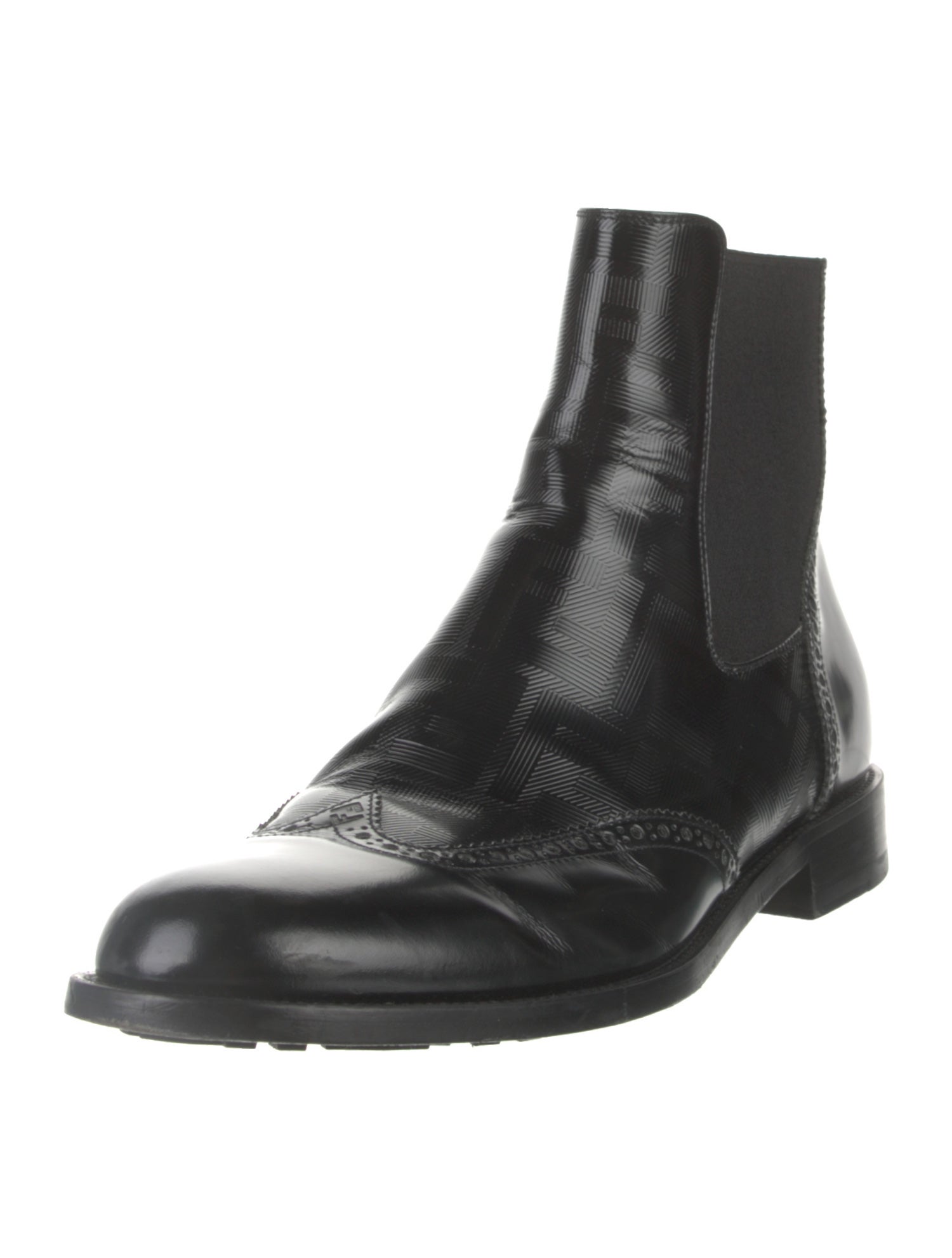 Fendi Zucca FF Logo Leather Chelsea Boots