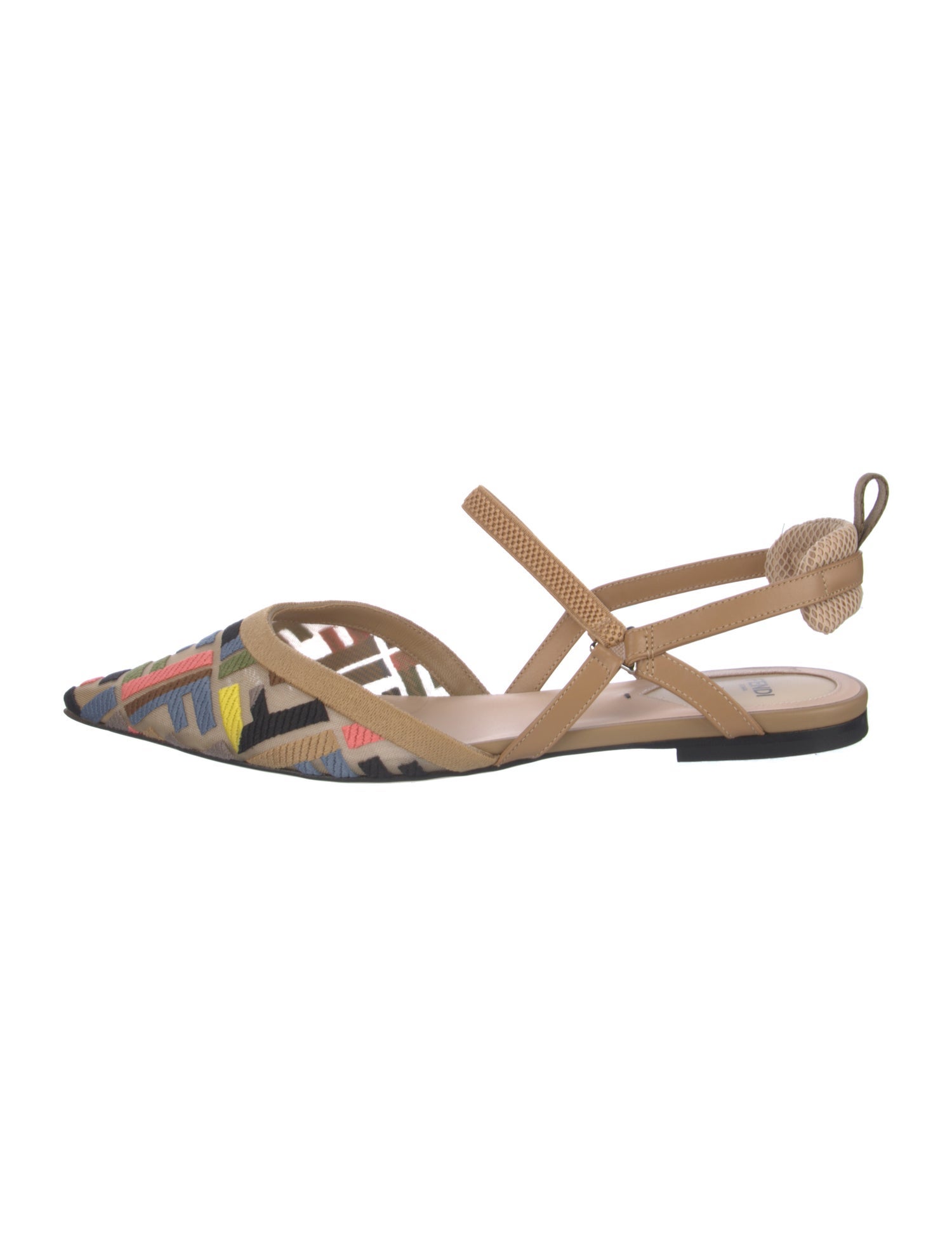 Fendi Zucca FF Logo Mesh Slingback Flats