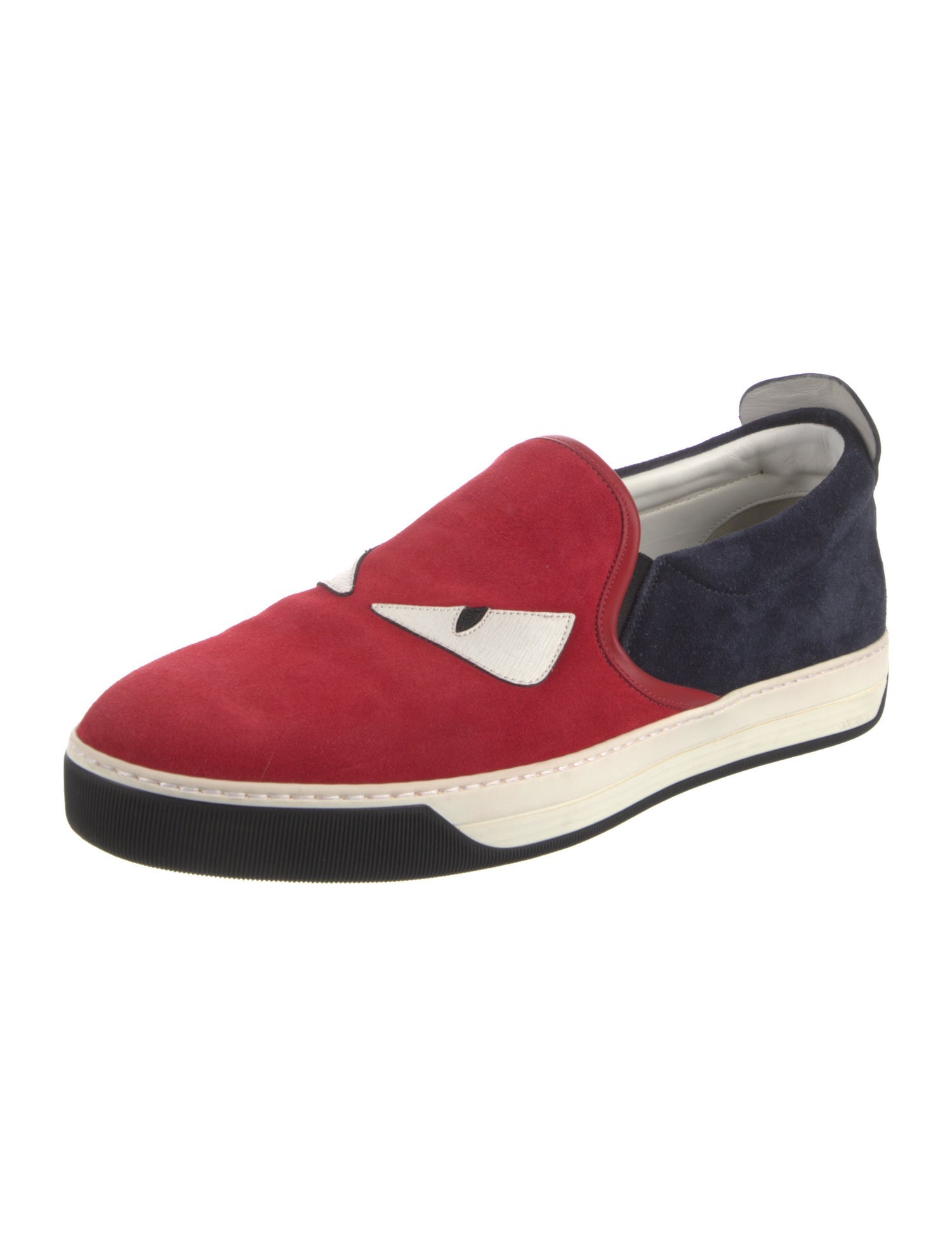 Fendi Monsters Motif Suede Sneakers