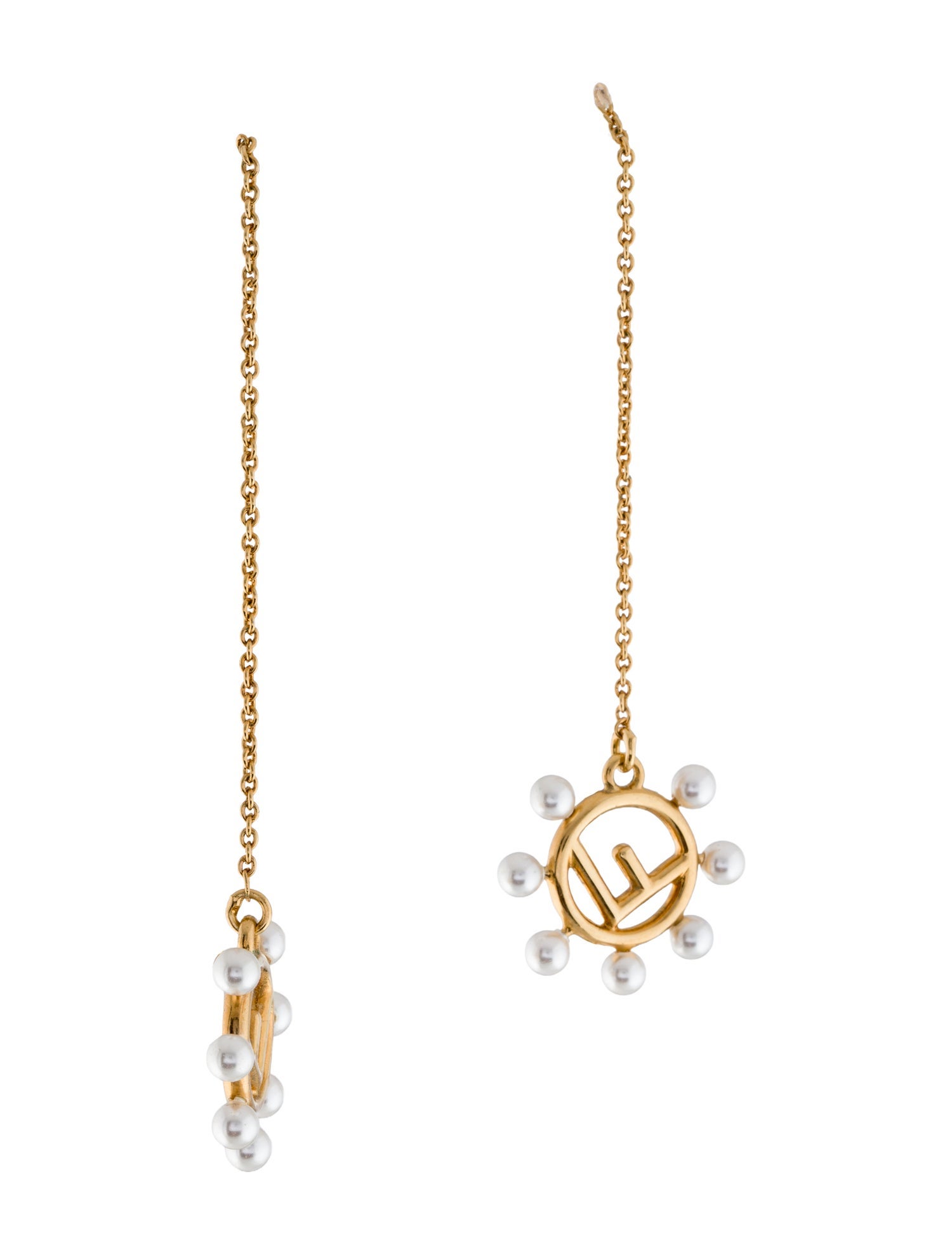 Fendi Faux Pearl Logo Drop Earrings