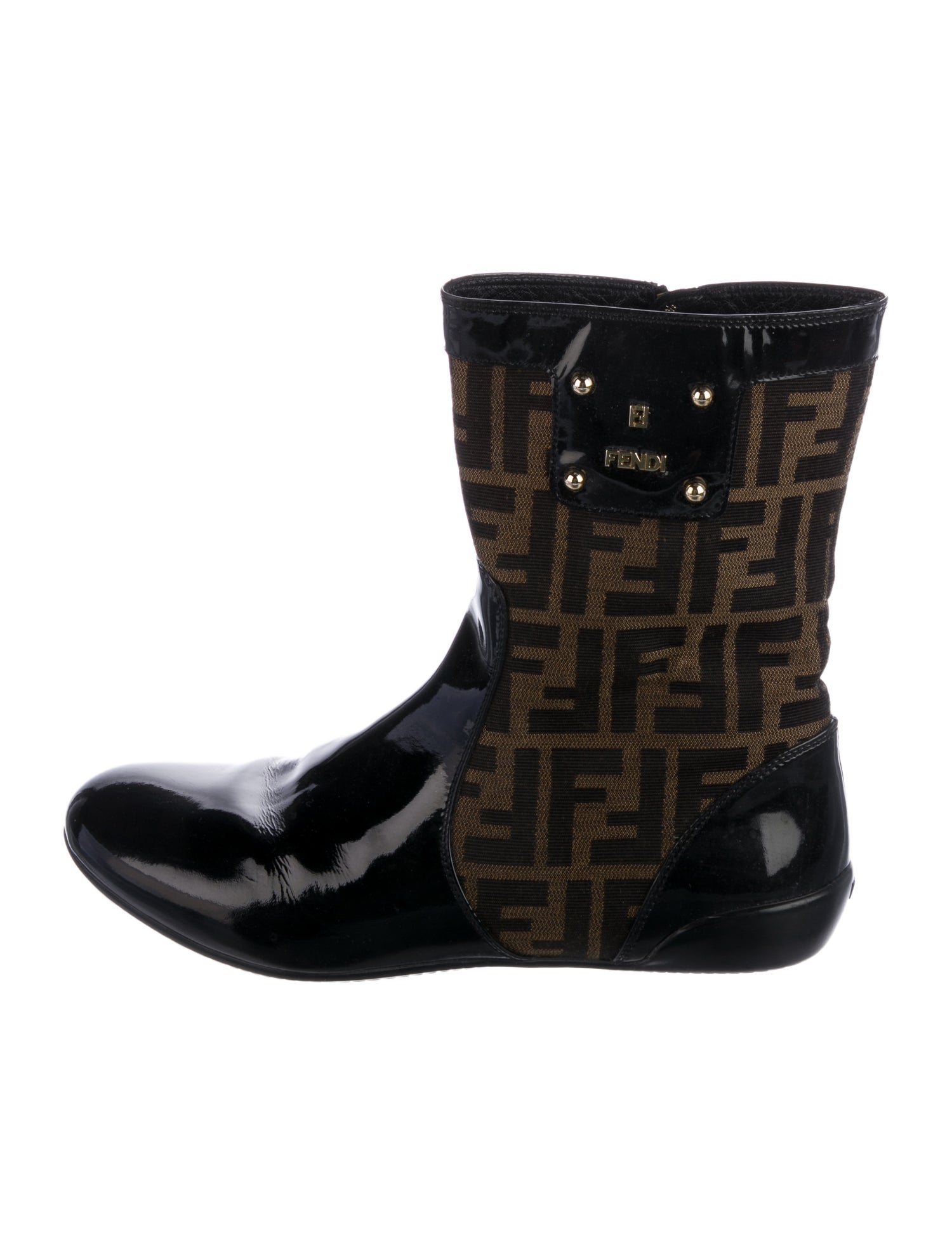 Fendi Zucca FF Logo Patent Leather Boots