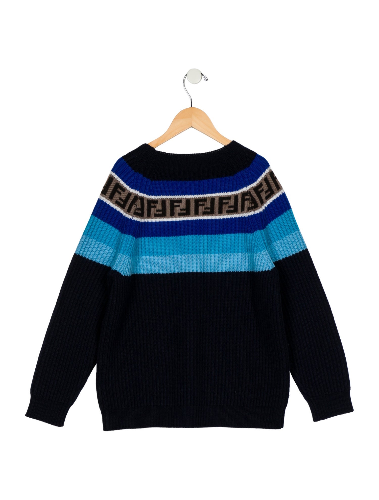 Fendi Kids' Zucca Trim Knitted Sweater
