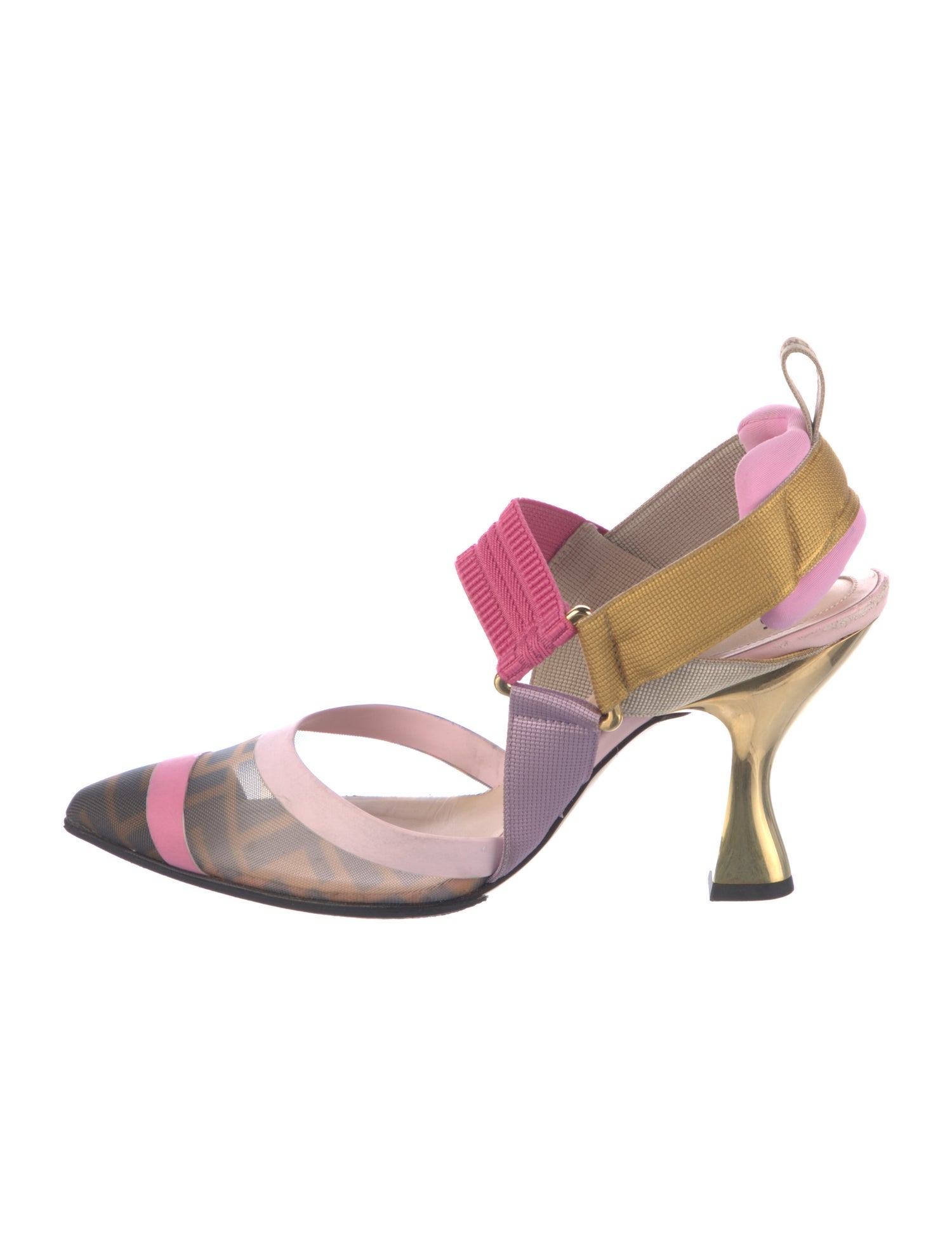 Fendi Zucca FF Logo Colorblock Pattern D'Orsay Pumps