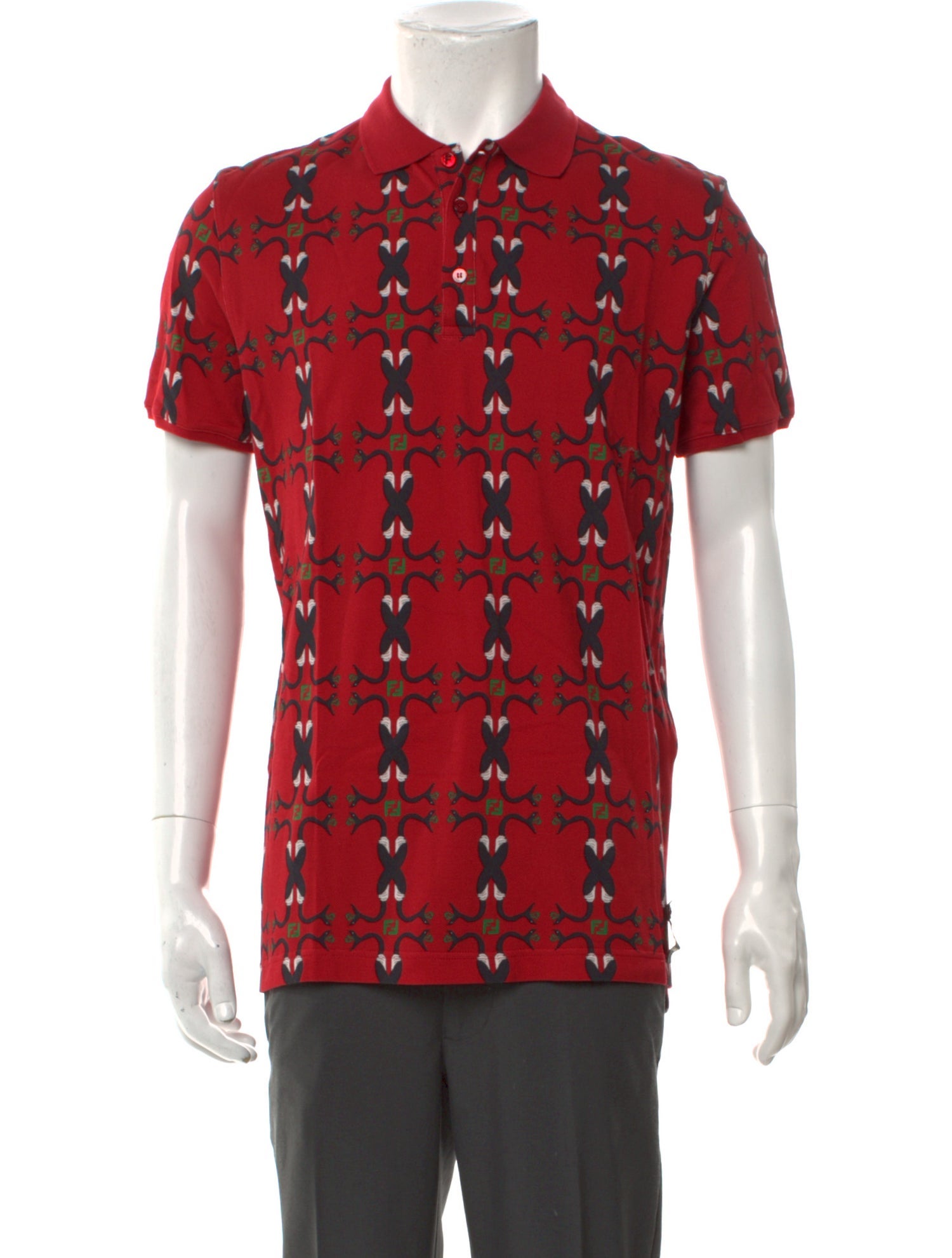 Fendi Printed Collar Polo Shirt