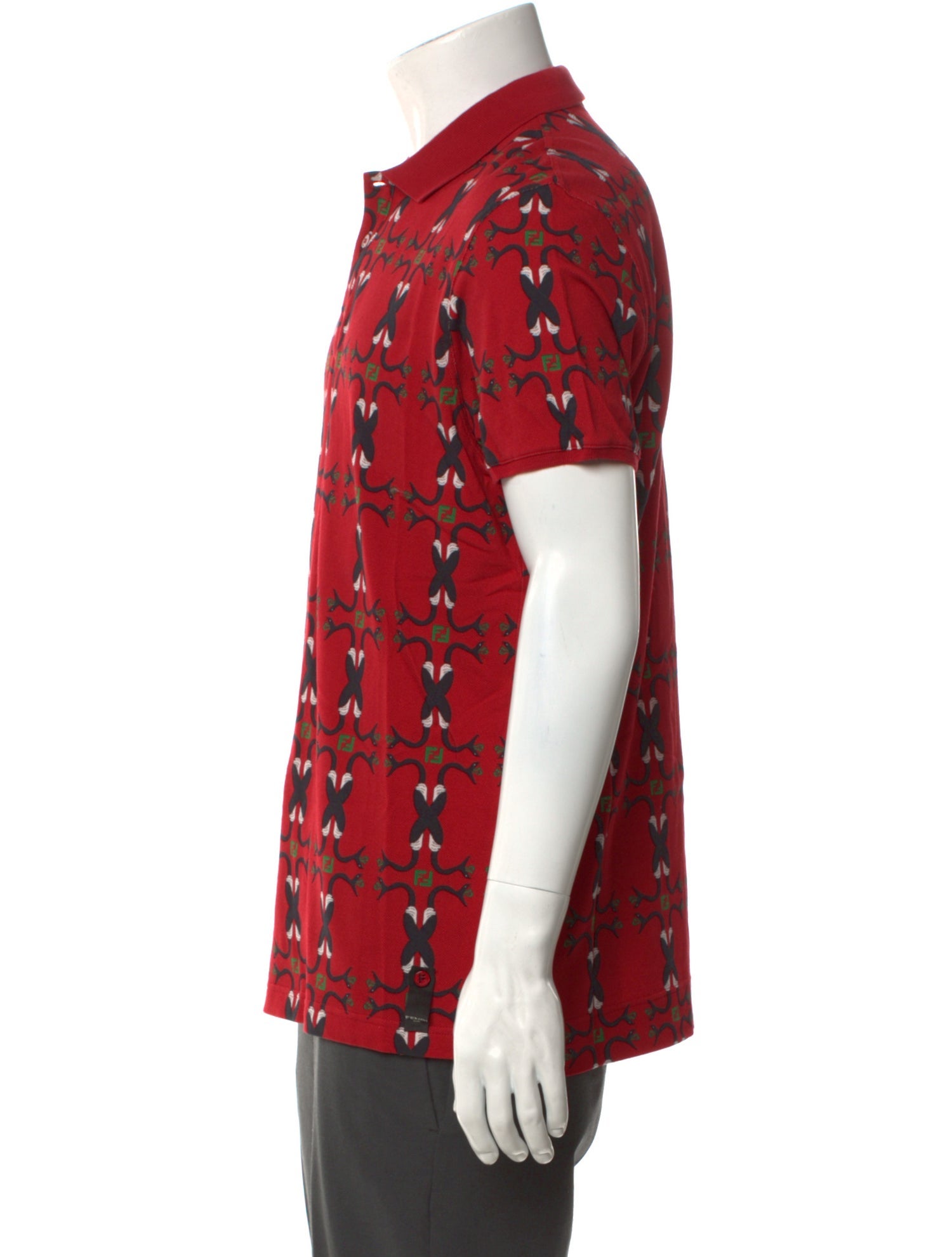 Fendi Printed Collar Polo Shirt