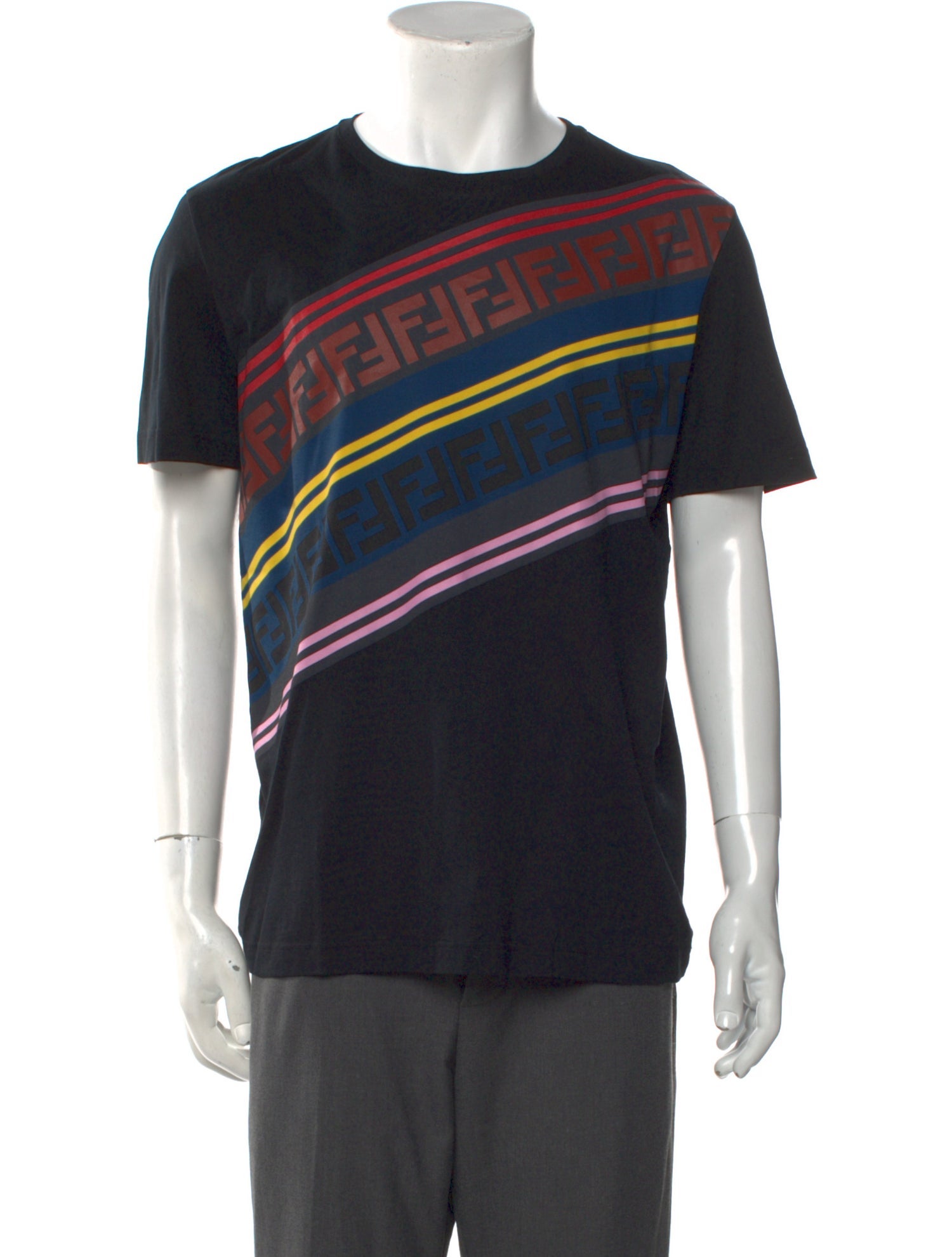 Fendi Zucca FF Logo Striped T-Shirt