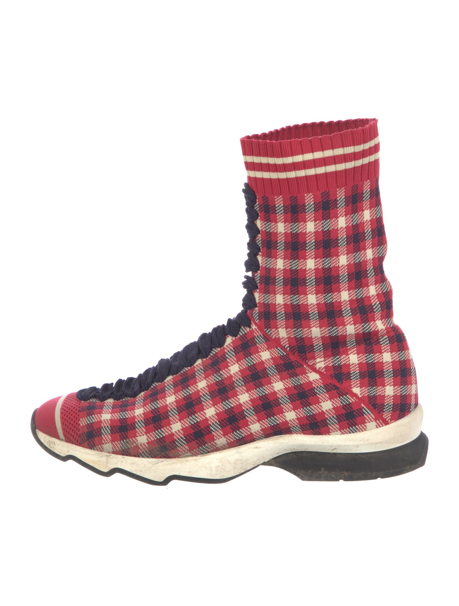 Fendi Plaid Print Sock Boots