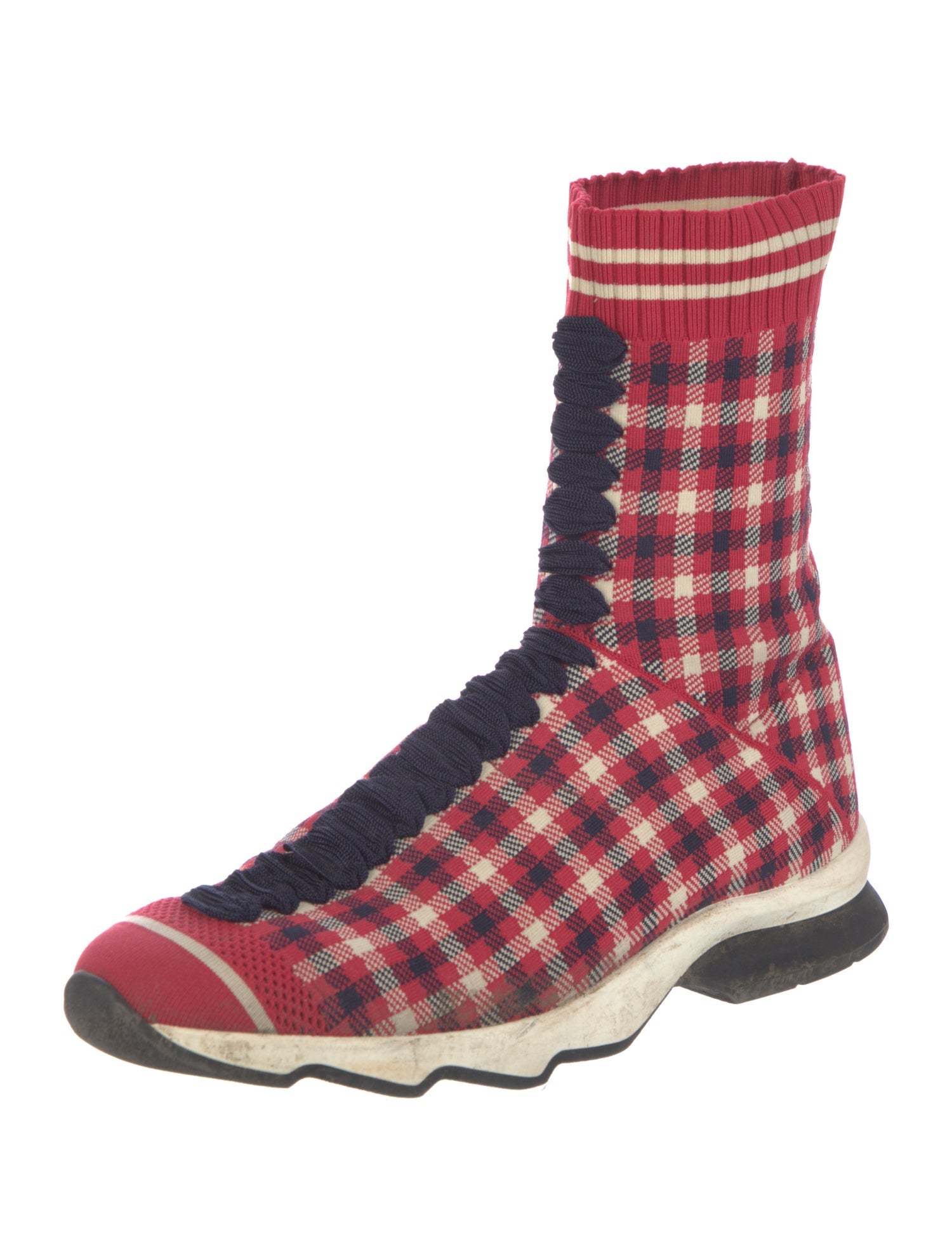 Fendi Plaid Print Sock Boots