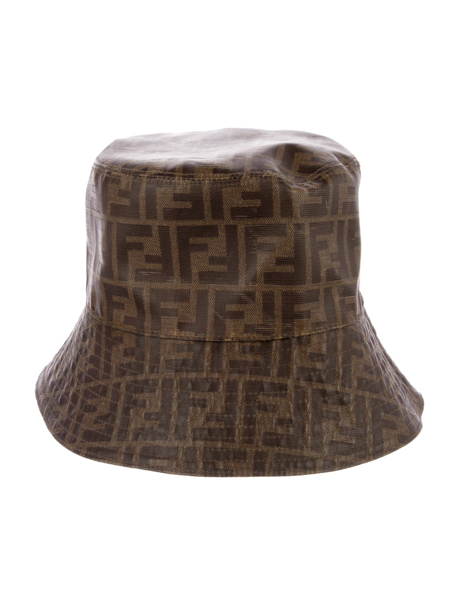 Fendi Brown Polyester FF Pattern Print Bucket Hat