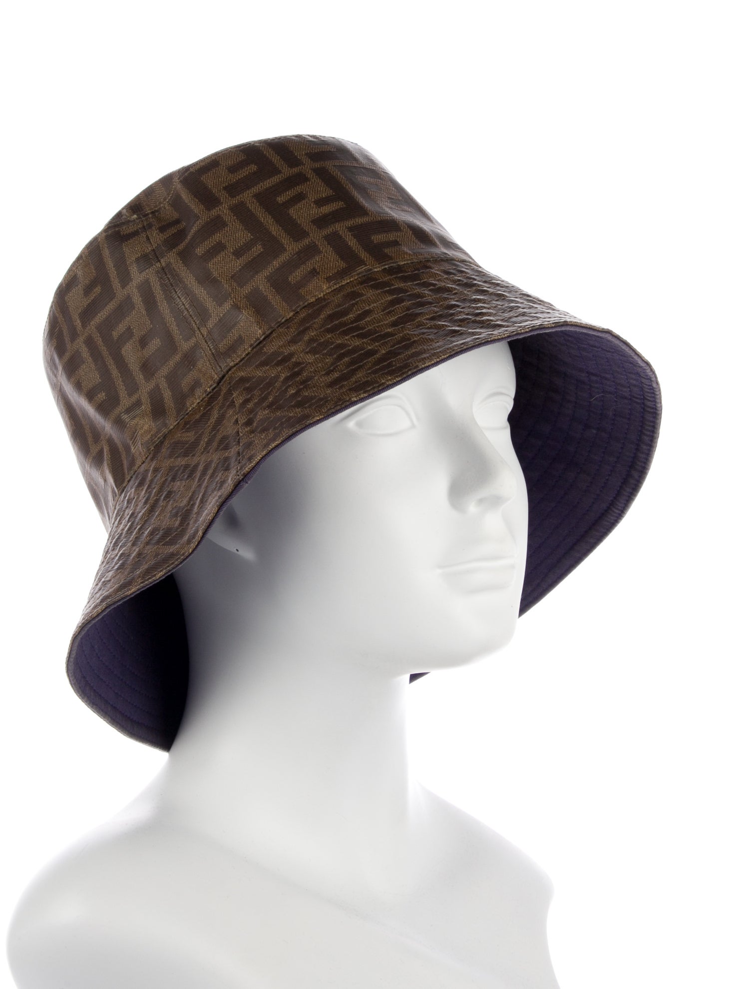 Fendi Brown Polyester FF Pattern Print Bucket Hat