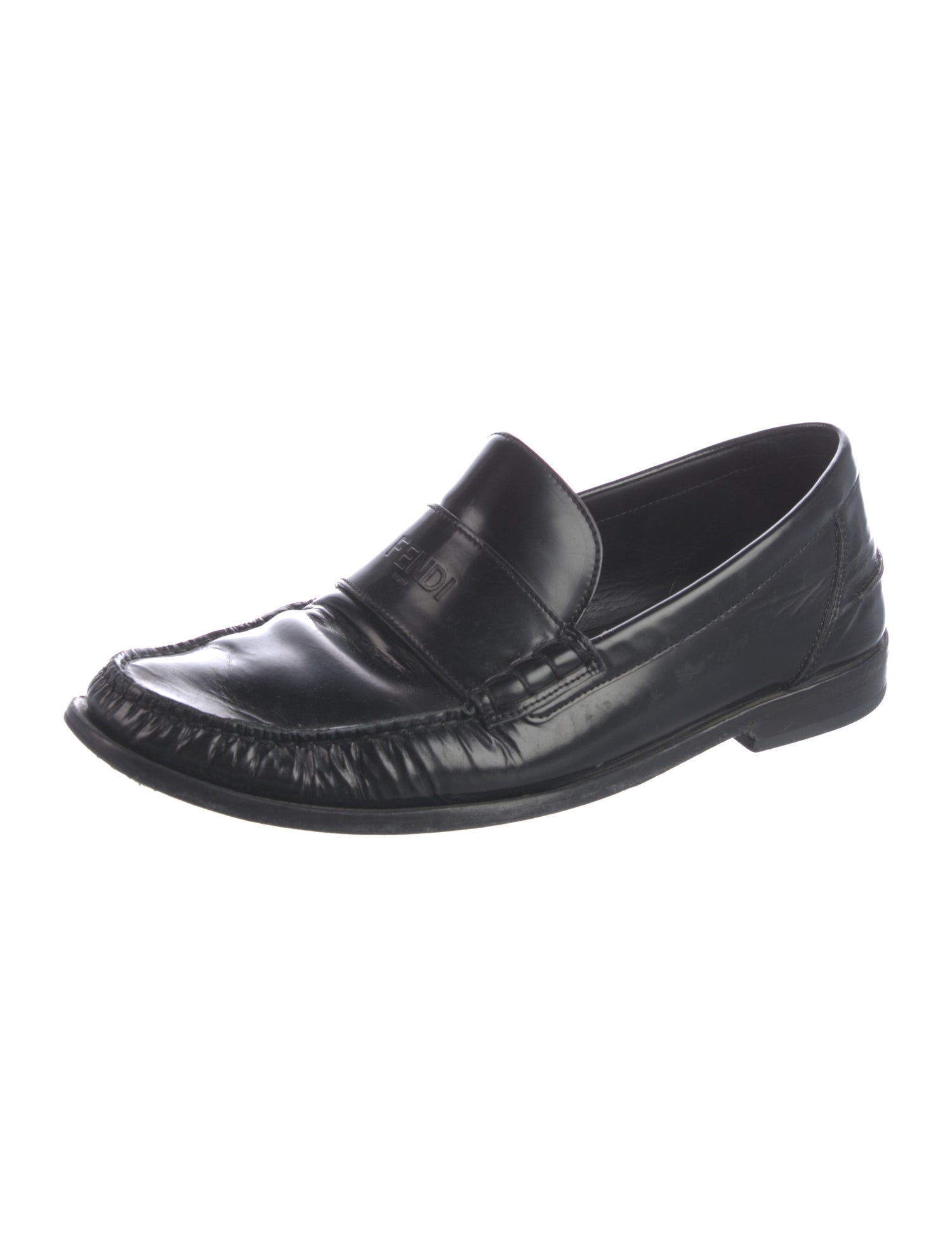 Fendi Zucca FF Logo Leather Dress Loafers