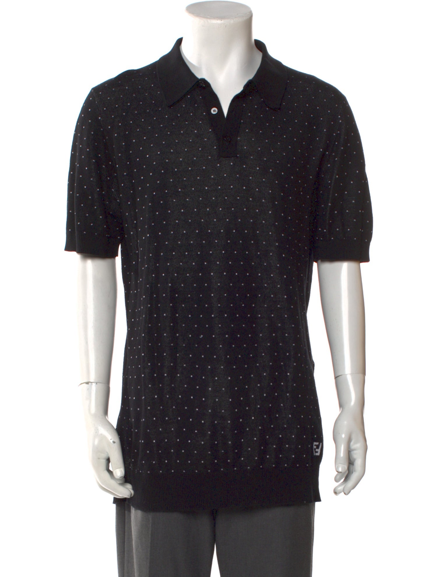 Fendi Polka Dot Print Collar Polo Shirt