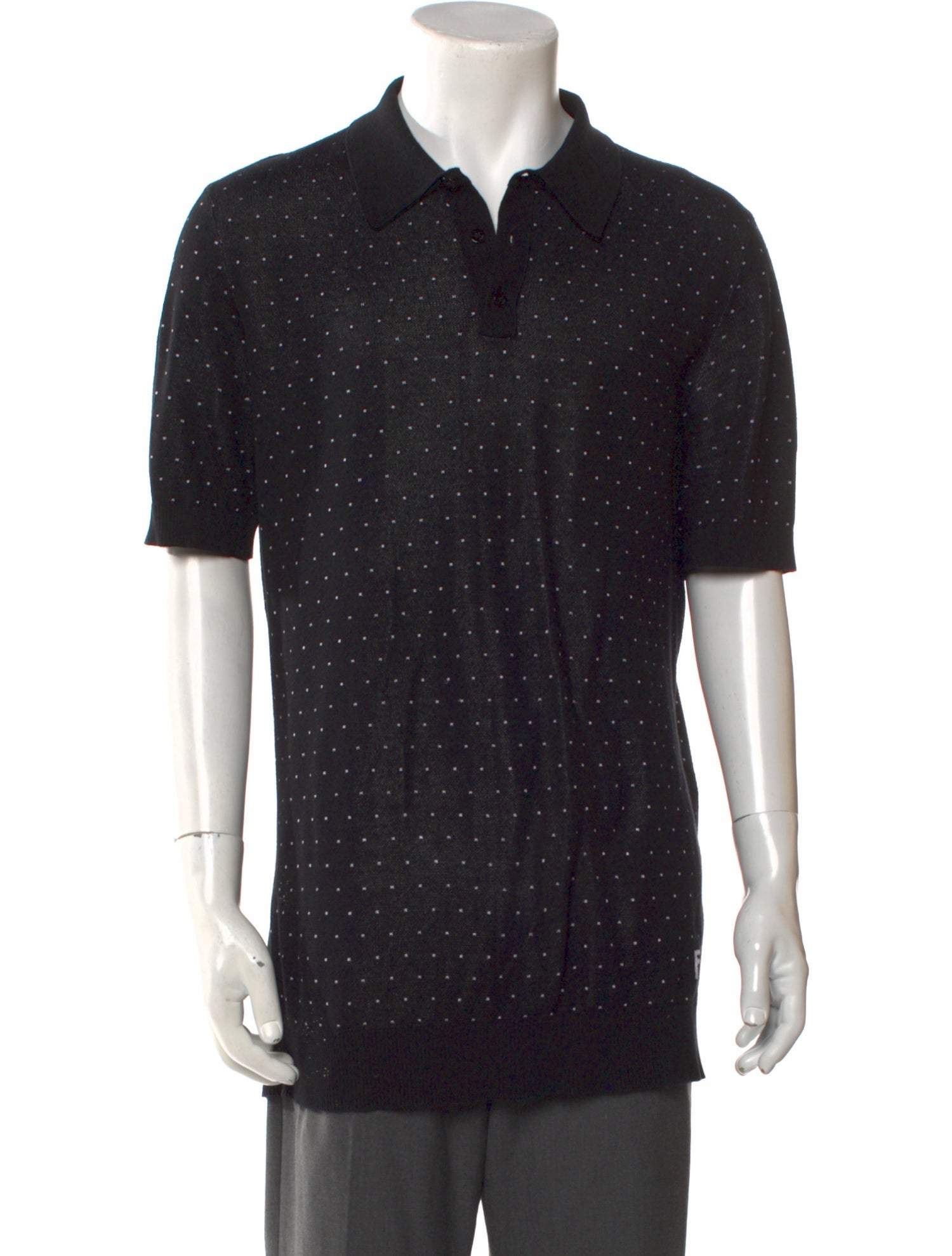 Fendi Polka Dot Print Collar Polo Shirt