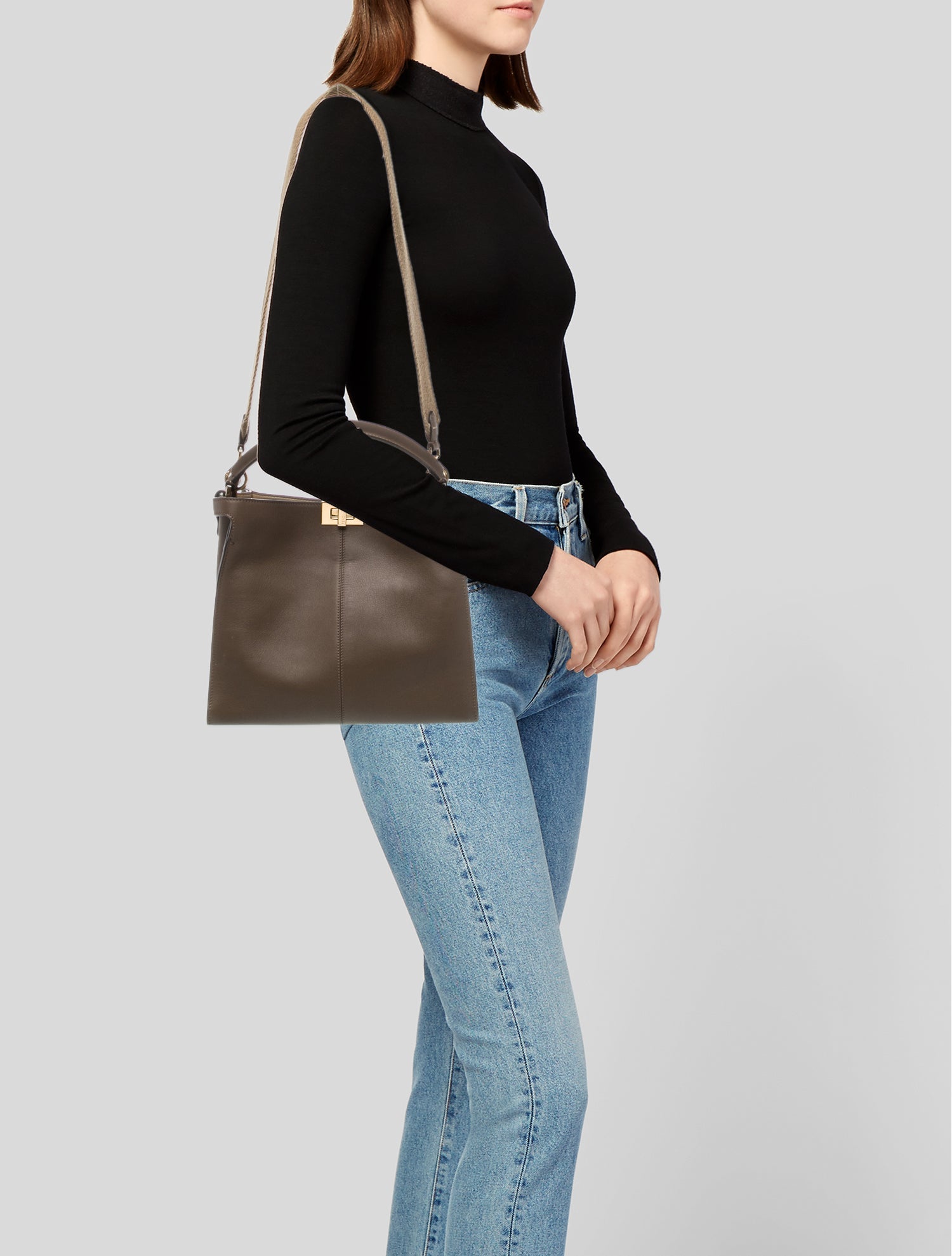 Fendi Zucca FF Peekaboo X-Lite - Brown Handle Bags, Handbags