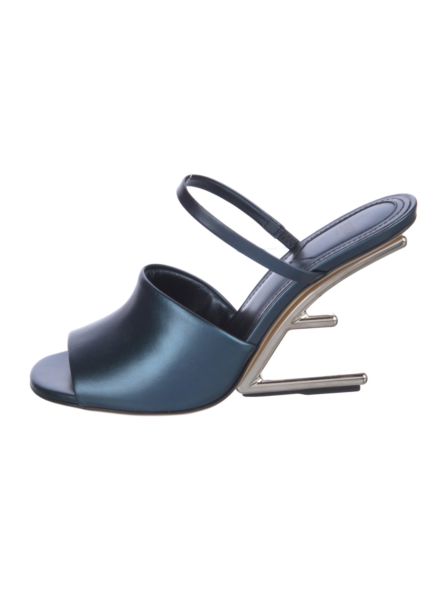 Fendi Zucca FF Logo Leather Slides