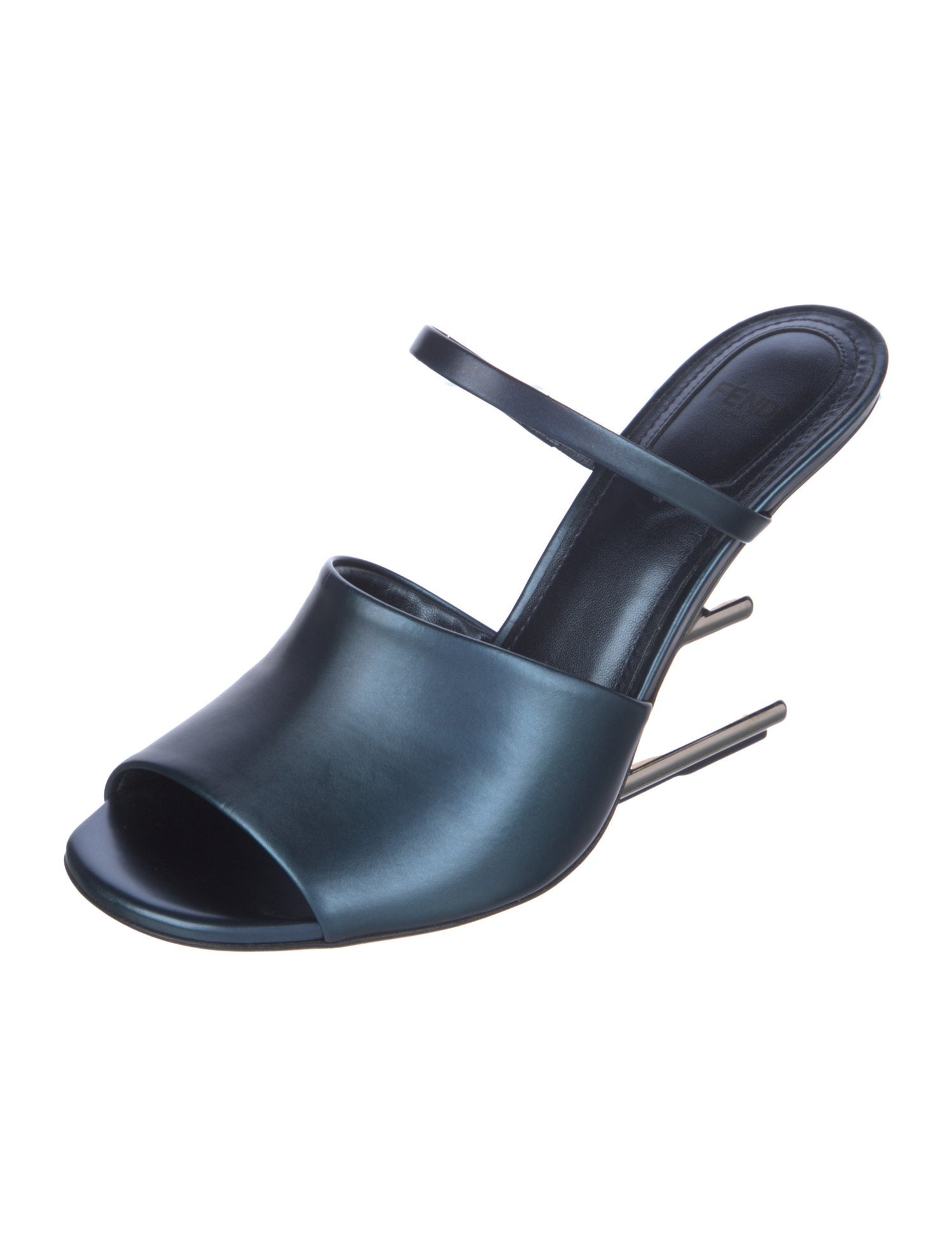 Fendi Zucca FF Logo Leather Slides