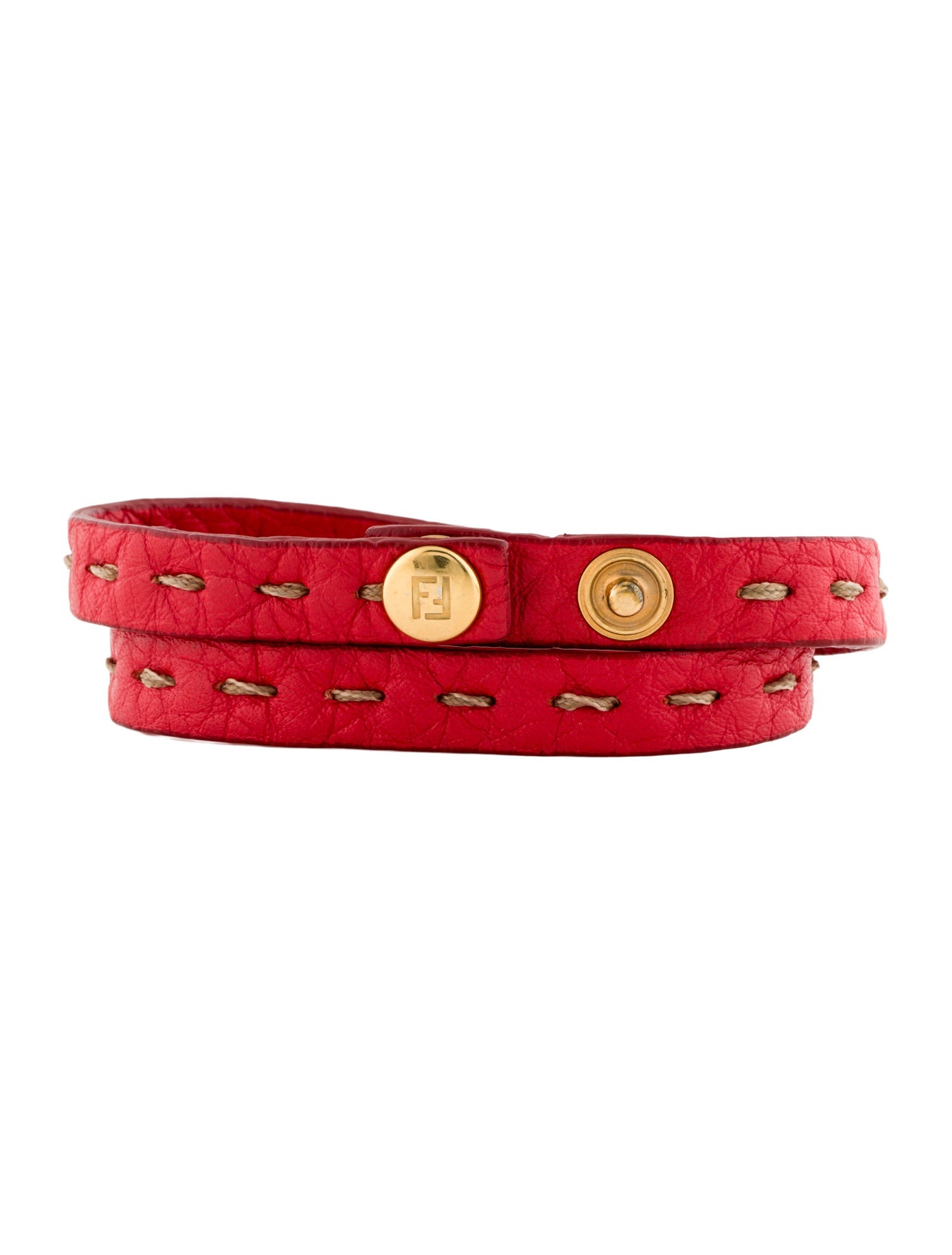 Fendi Leather Selleria Double Wrap Bracelet
