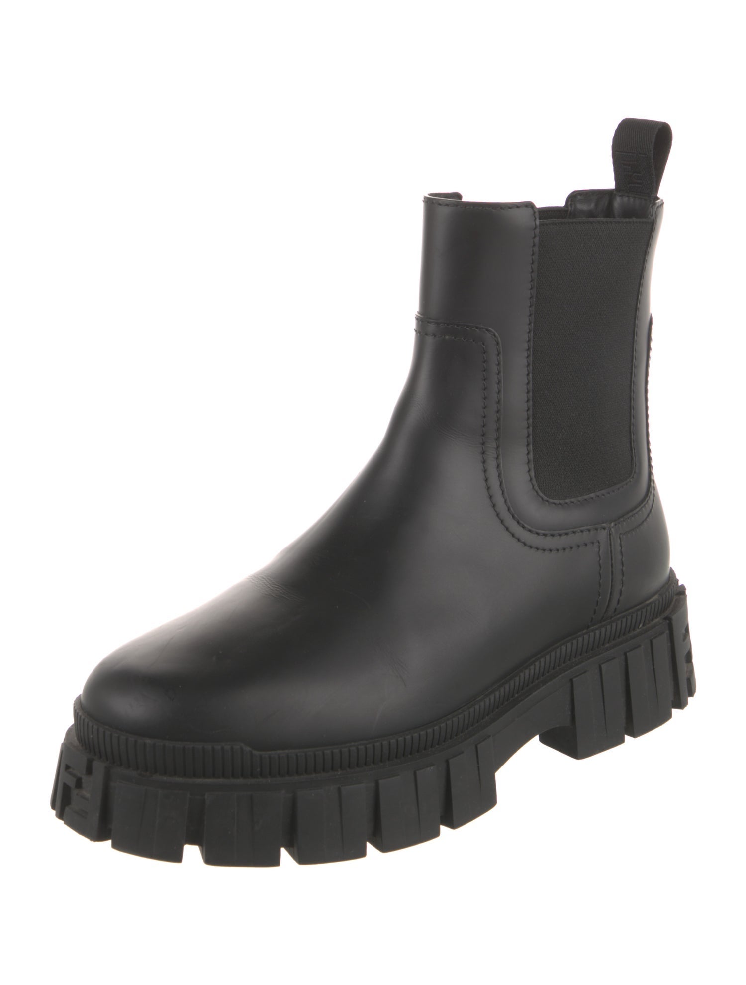 Fendi Zucca FF Logo Leather Chelsea Boots