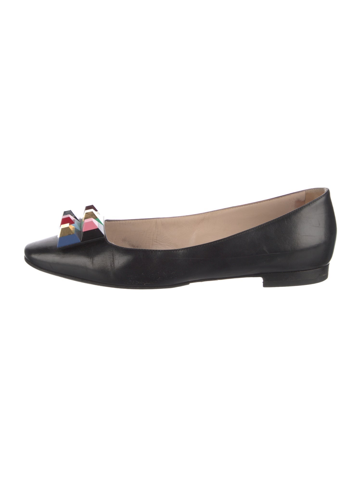 Fendi Leather Studded Accents Ballet Flats