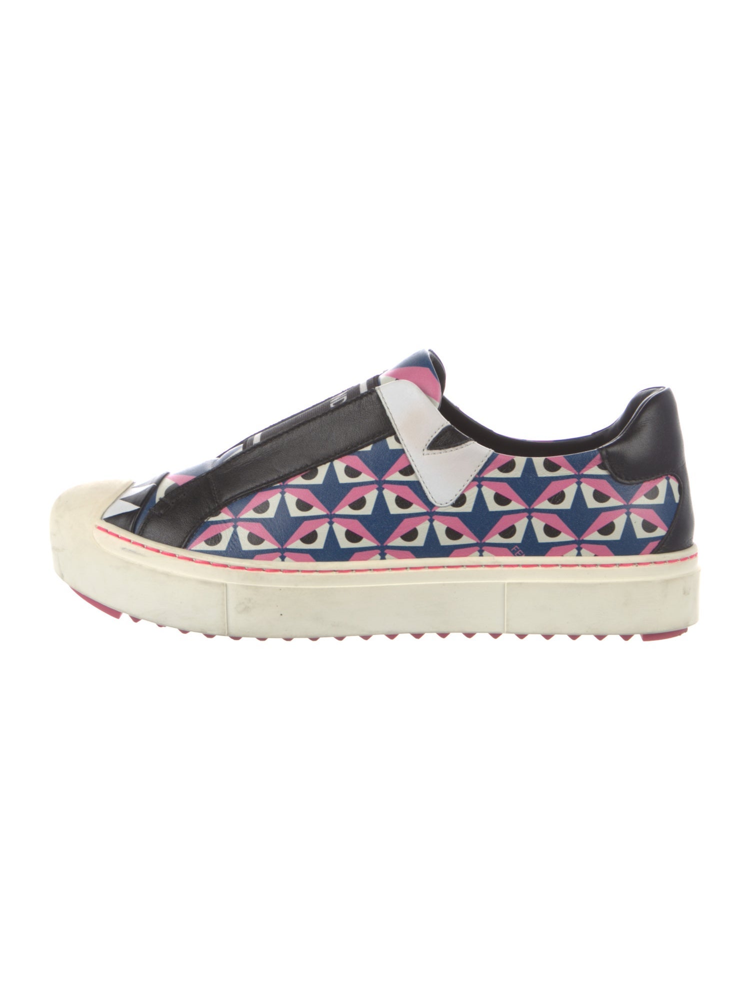 Fendi Monsters Motif Leather Sneakers