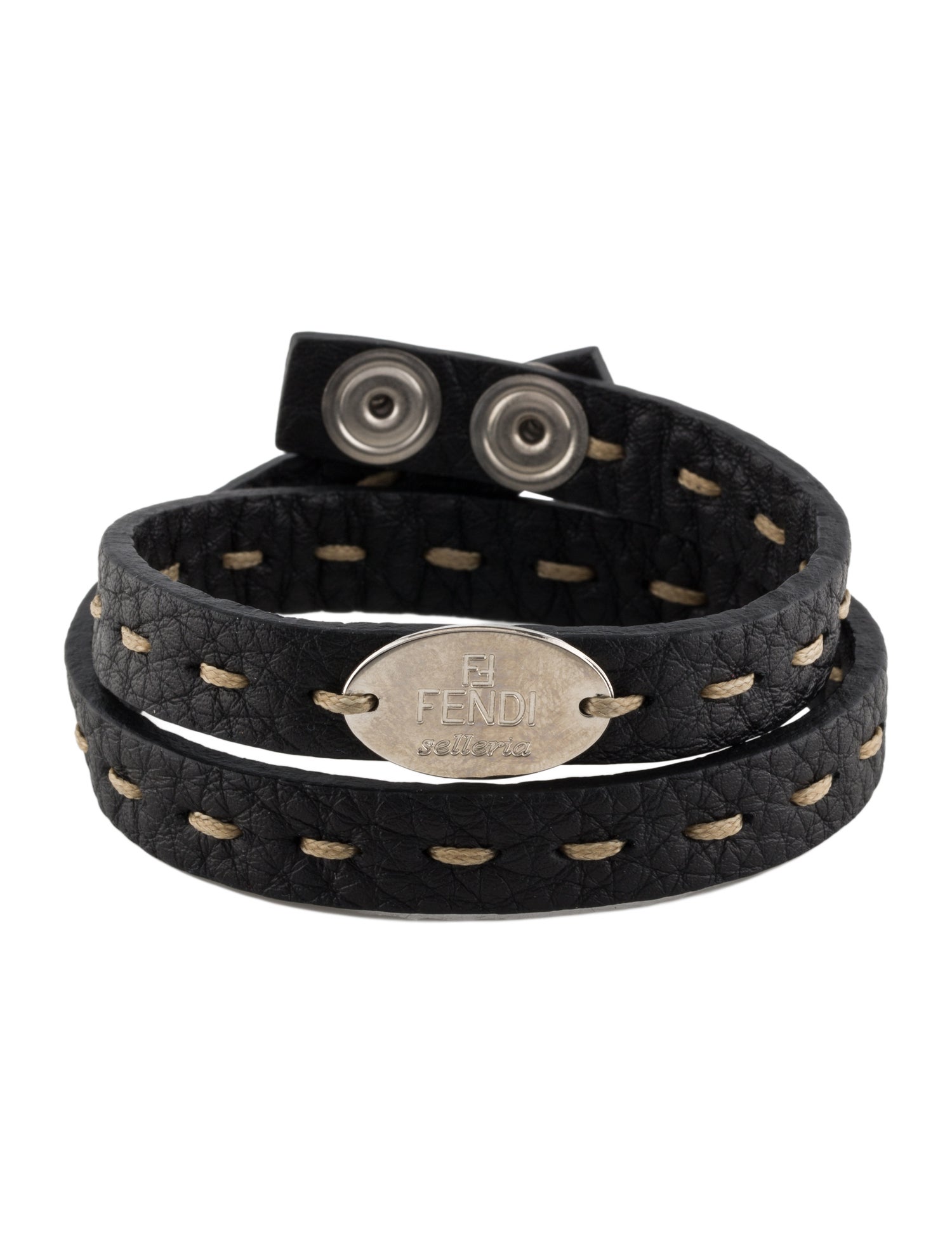 Fendi Leather 'Selleria' Wrap Bracelet