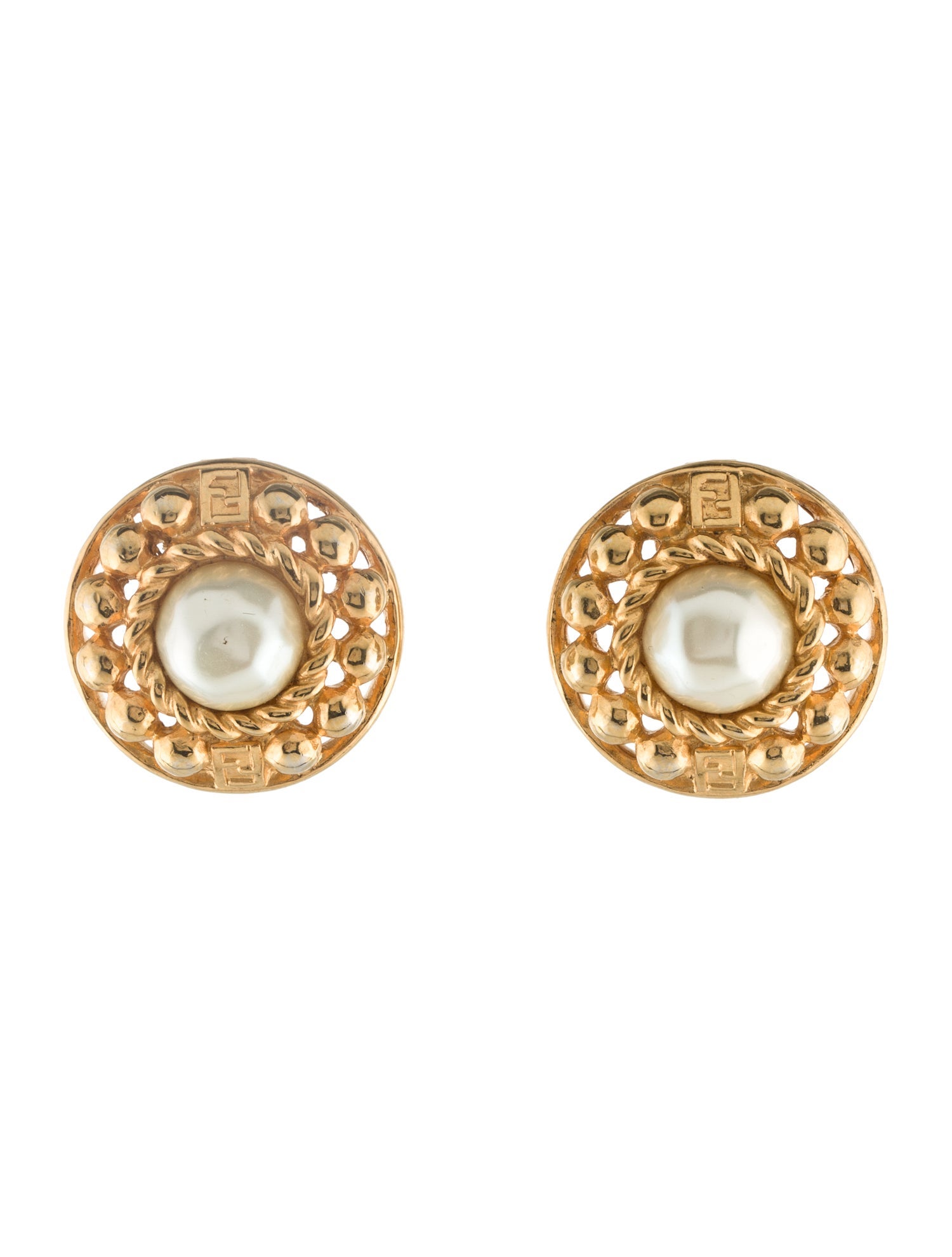 Fendi Faux Peal Clip-on Earrings