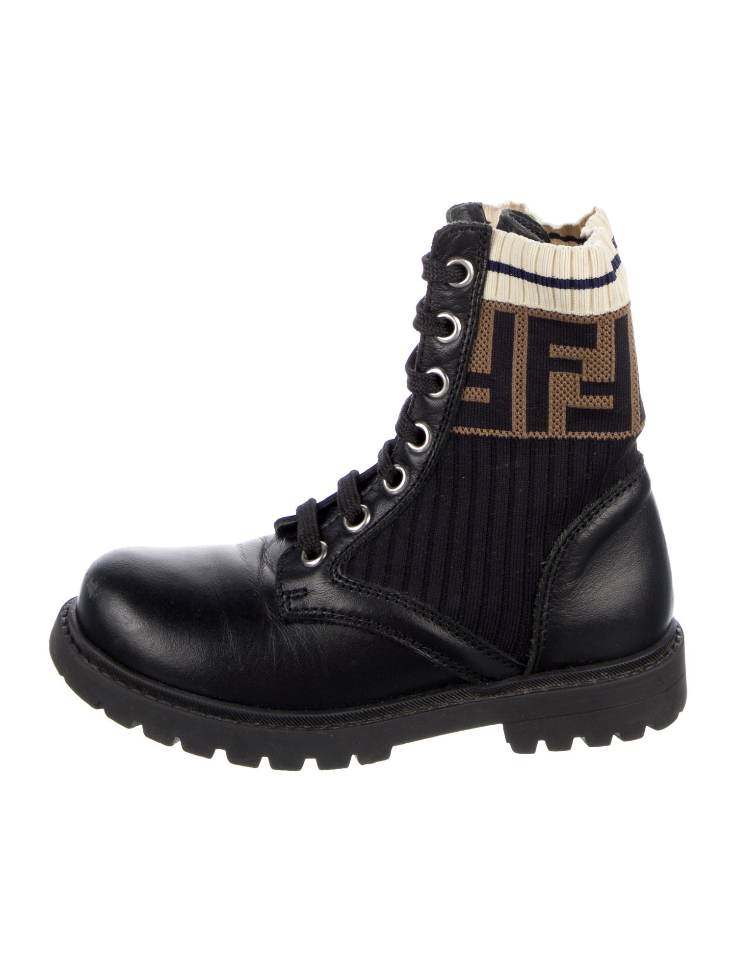 Fendi Girls' Zucca Biker Boots