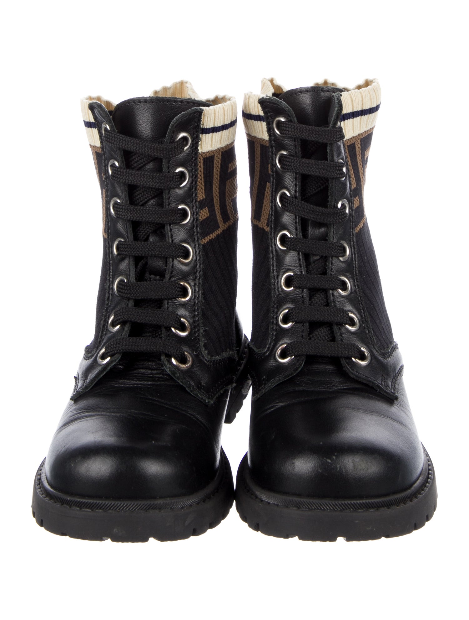 Fendi Girls' Zucca Biker Boots
