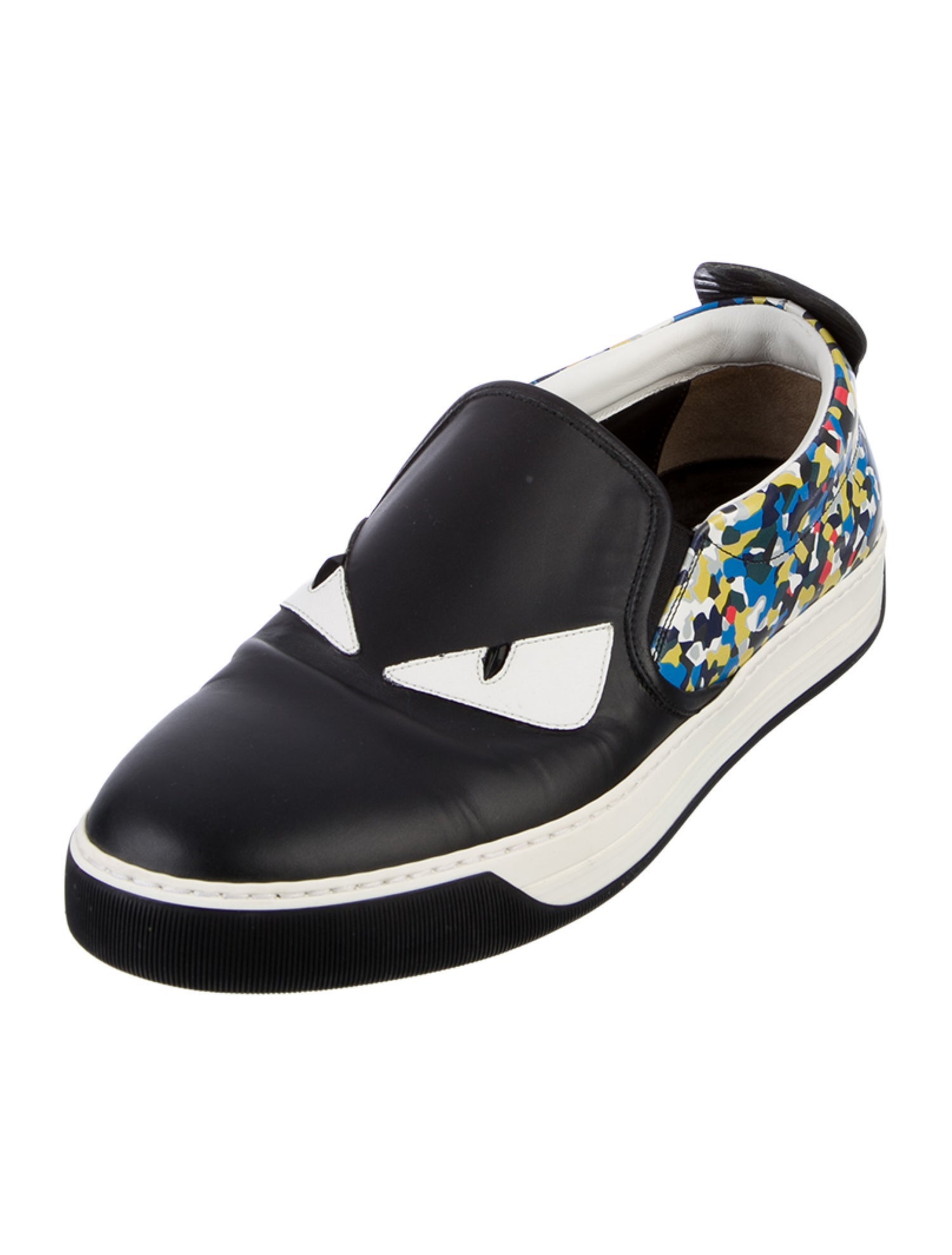 Fendi Monsters Motif Leather Loafers