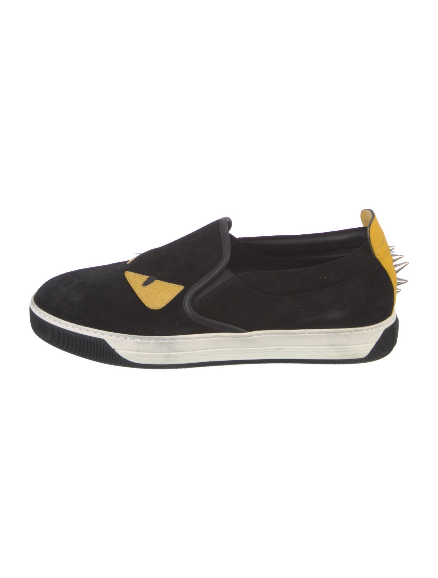 Fendi Monsters Motif Suede Loafers