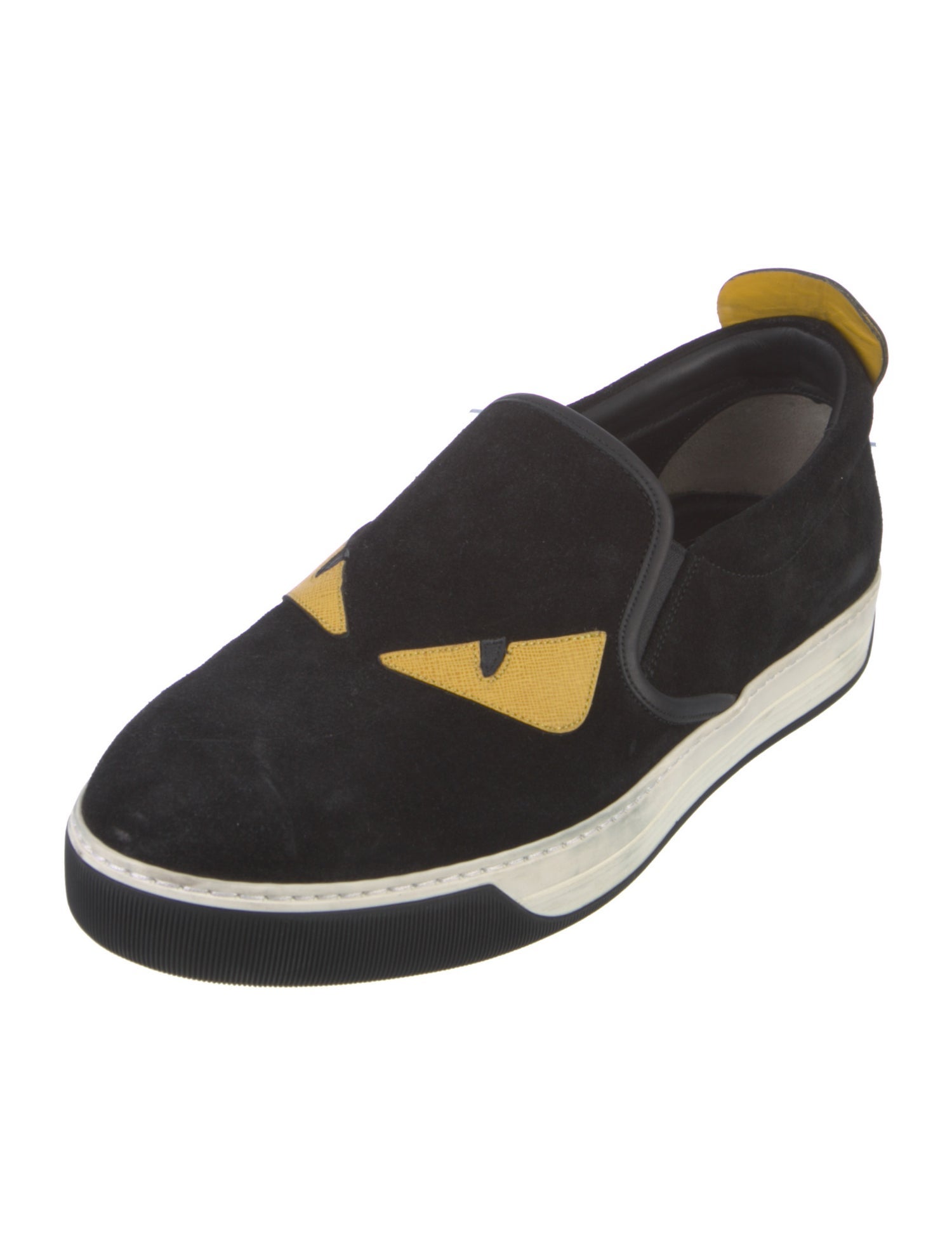 Fendi Monsters Motif Suede Loafers