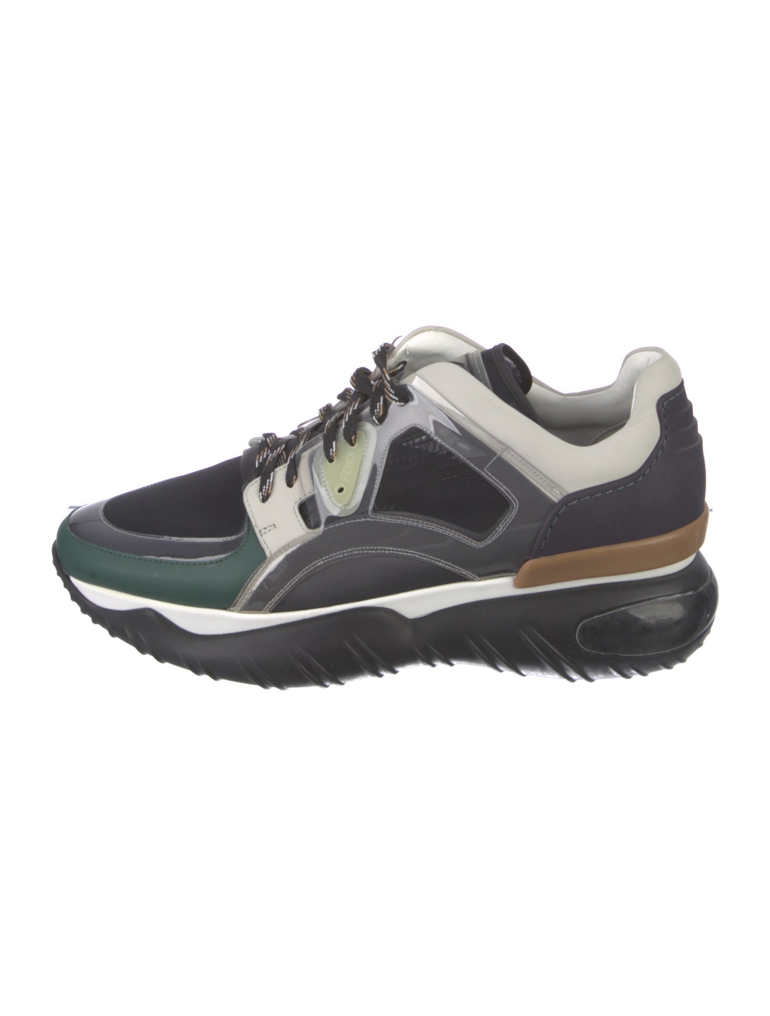 Fendi Leather Colorblock Pattern Chunky Sneakers