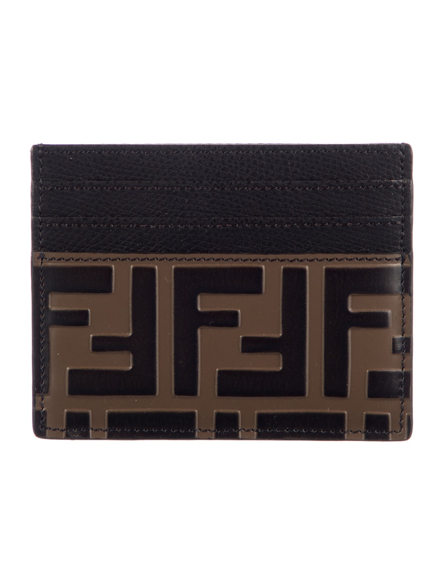 Fendi FF 1974 Embossed Card Holder Leather Card Holder