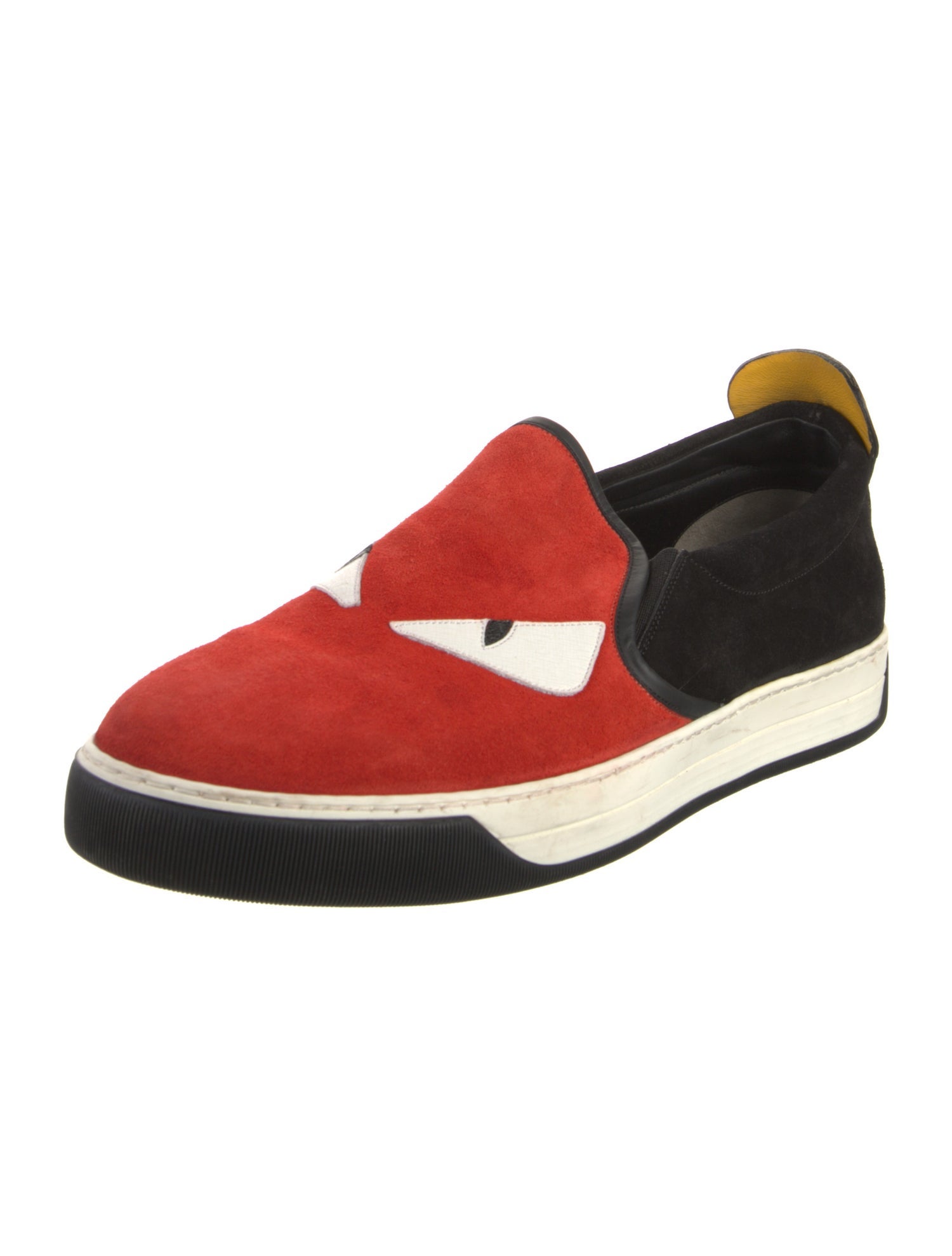 Fendi Monsters Motif Suede Sneakers