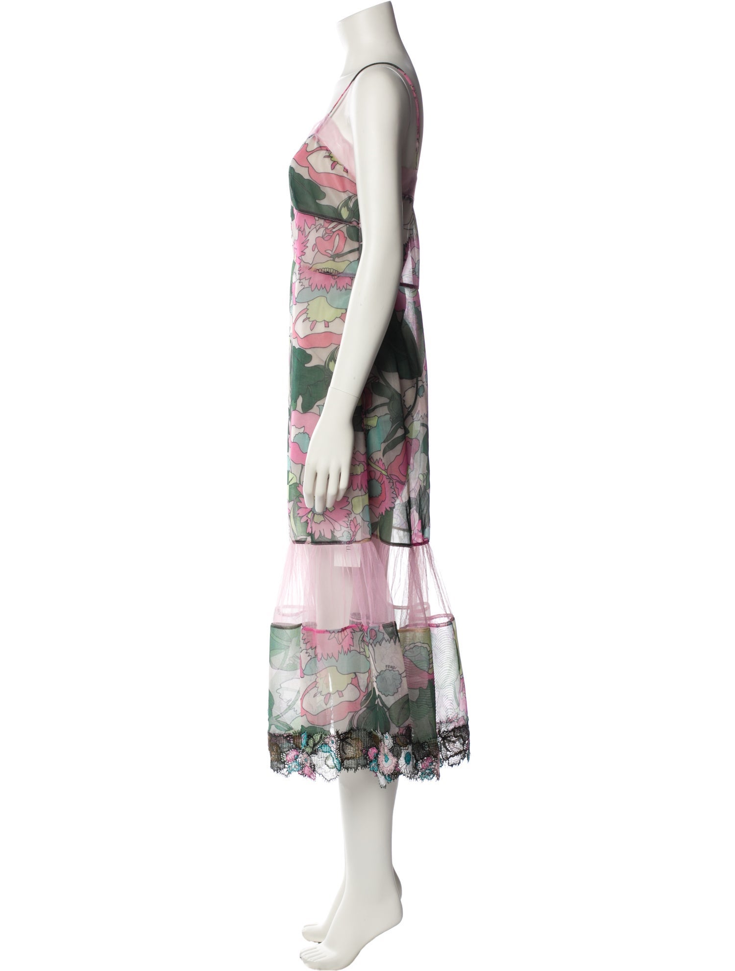 Fendi Floral Print Midi Length Dress
