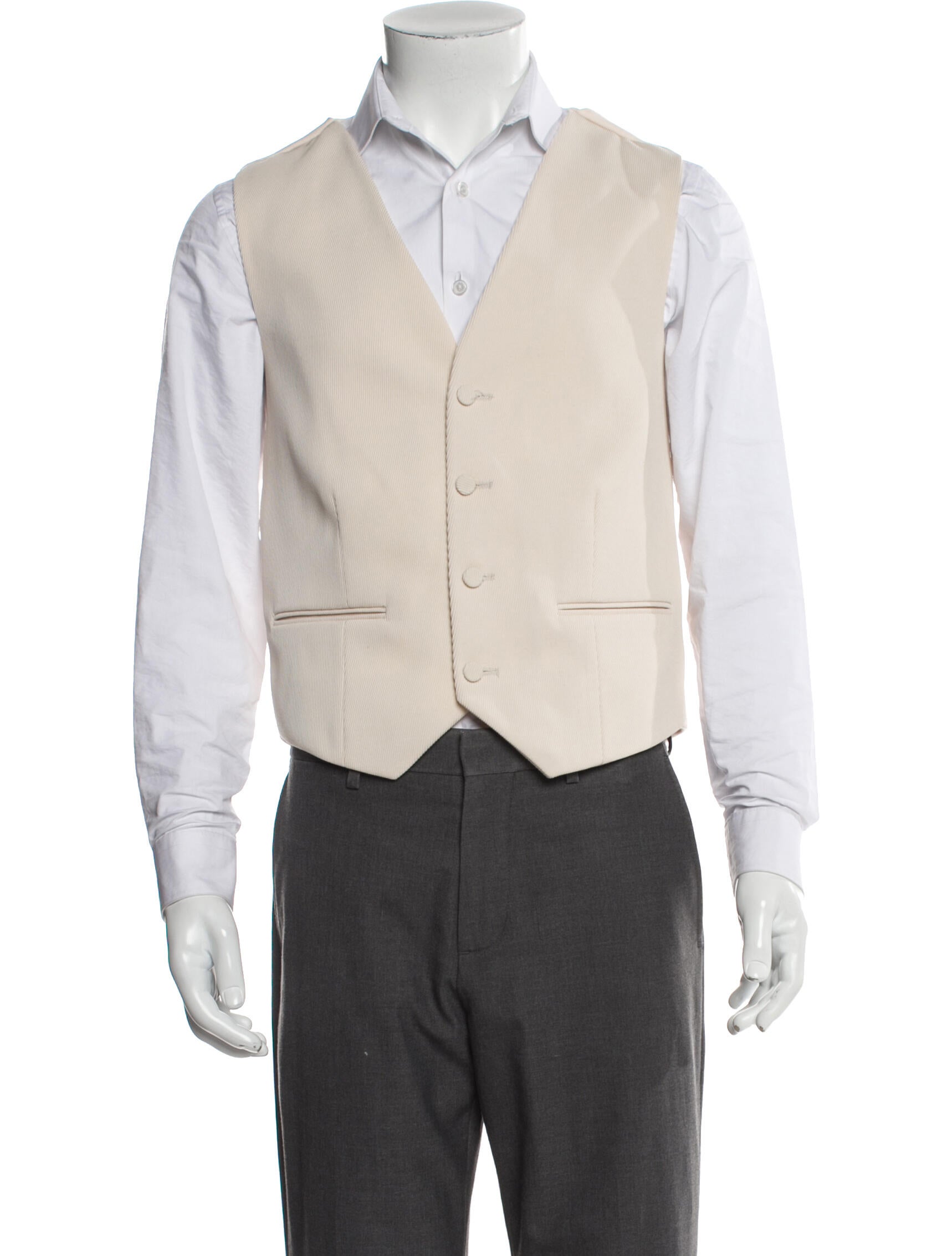 Fendi Men's Neutral Virgin Wool Suit Vest